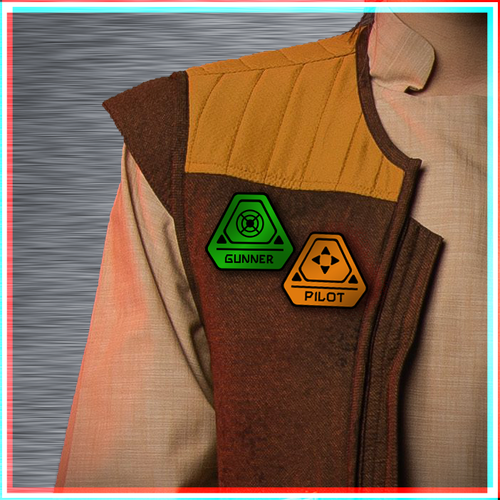 Mockup of Gunner and Pilot pins