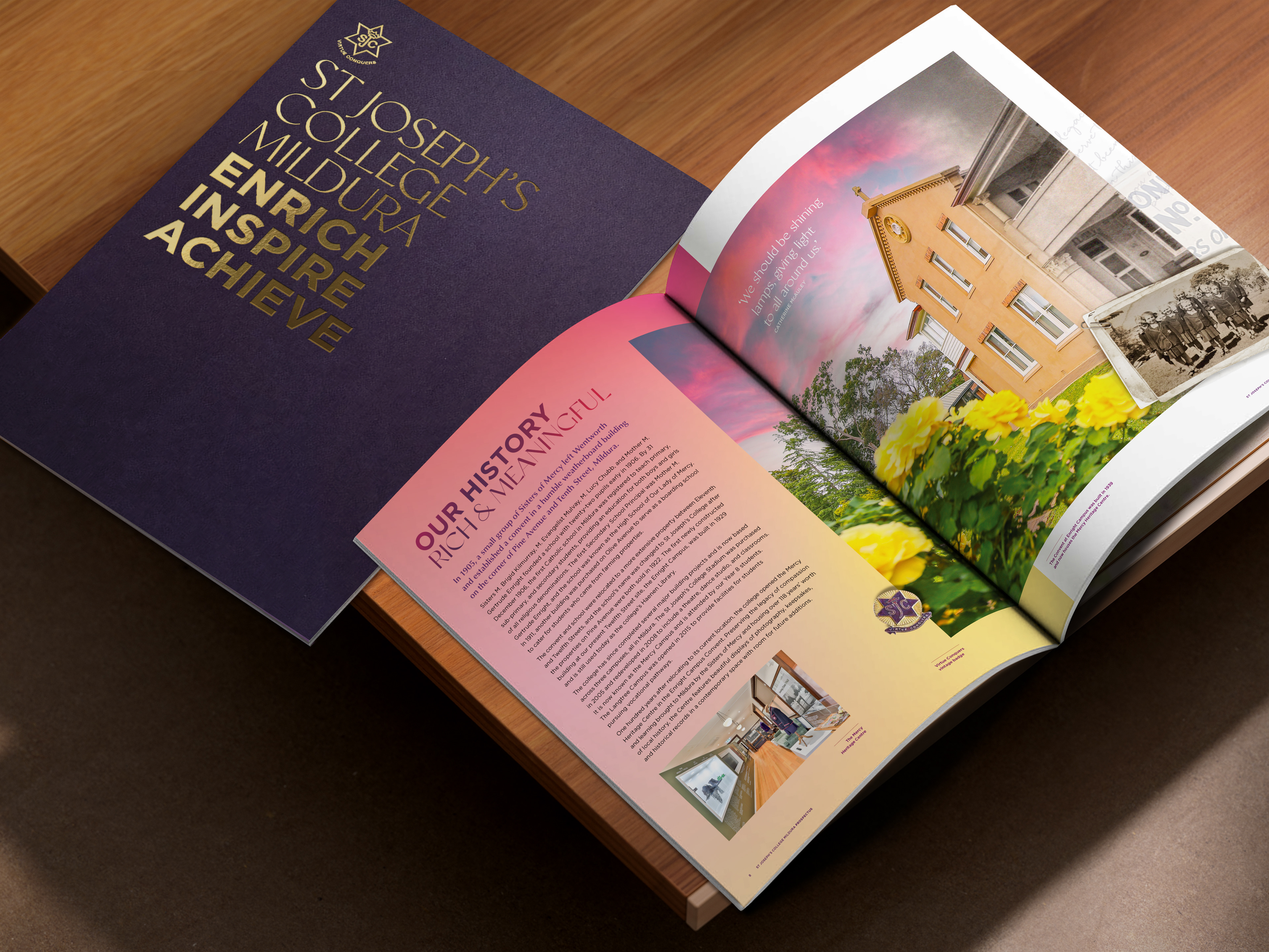 St Joseph's College prospectus cover and spread design