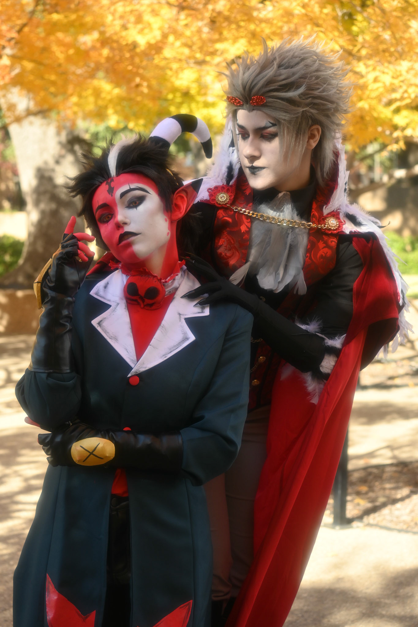 @olivegarden_cos and @mio_c0s as Blitzo and Stolas from Helluva Boss