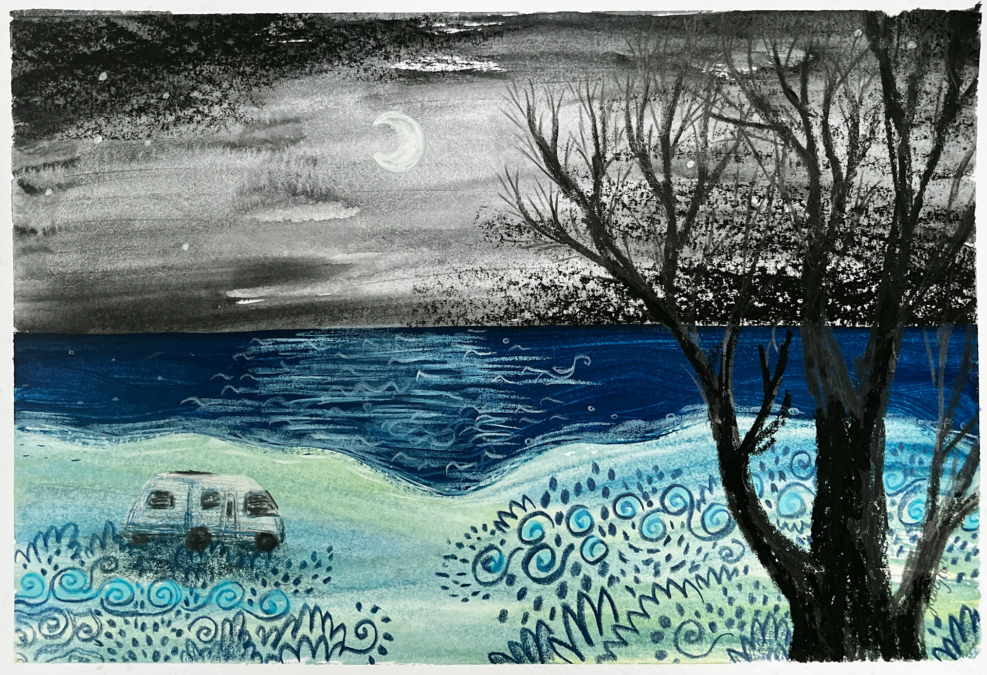 Title: Calm Night by the Sea