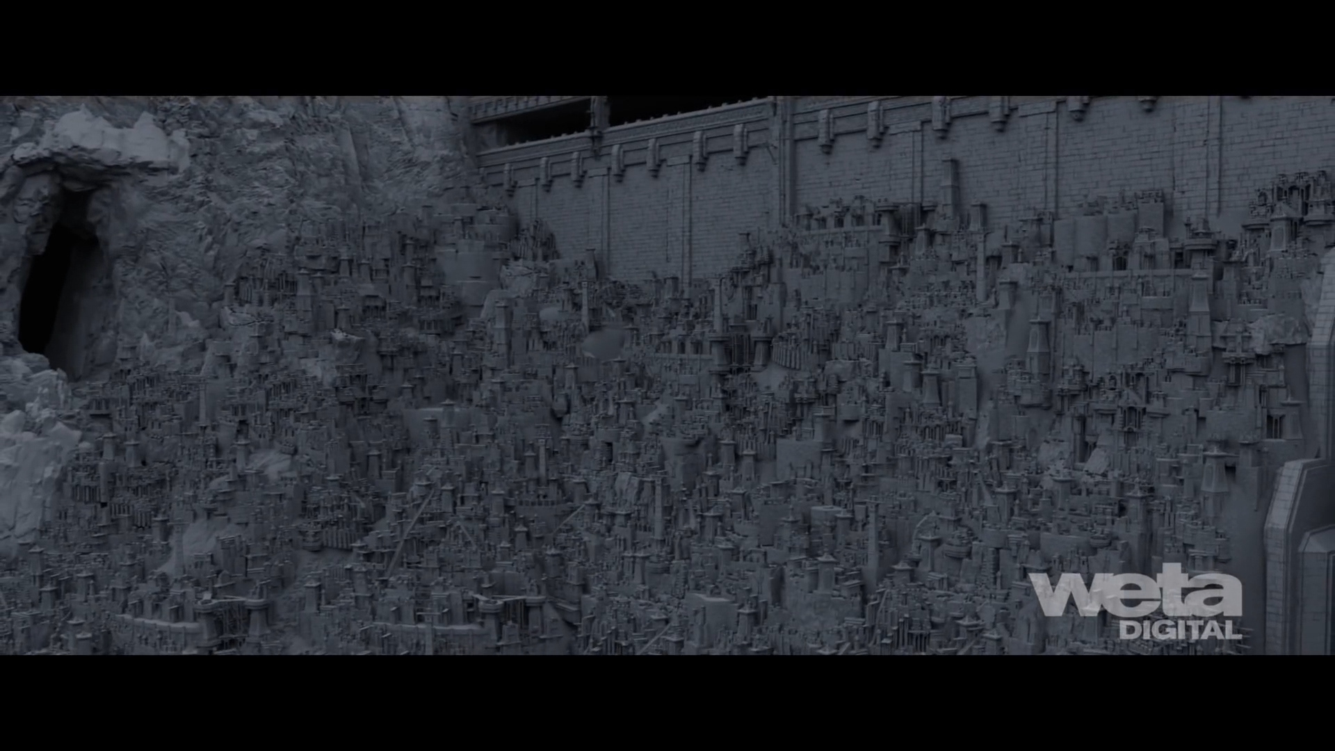 Instanced buildings from Houdini