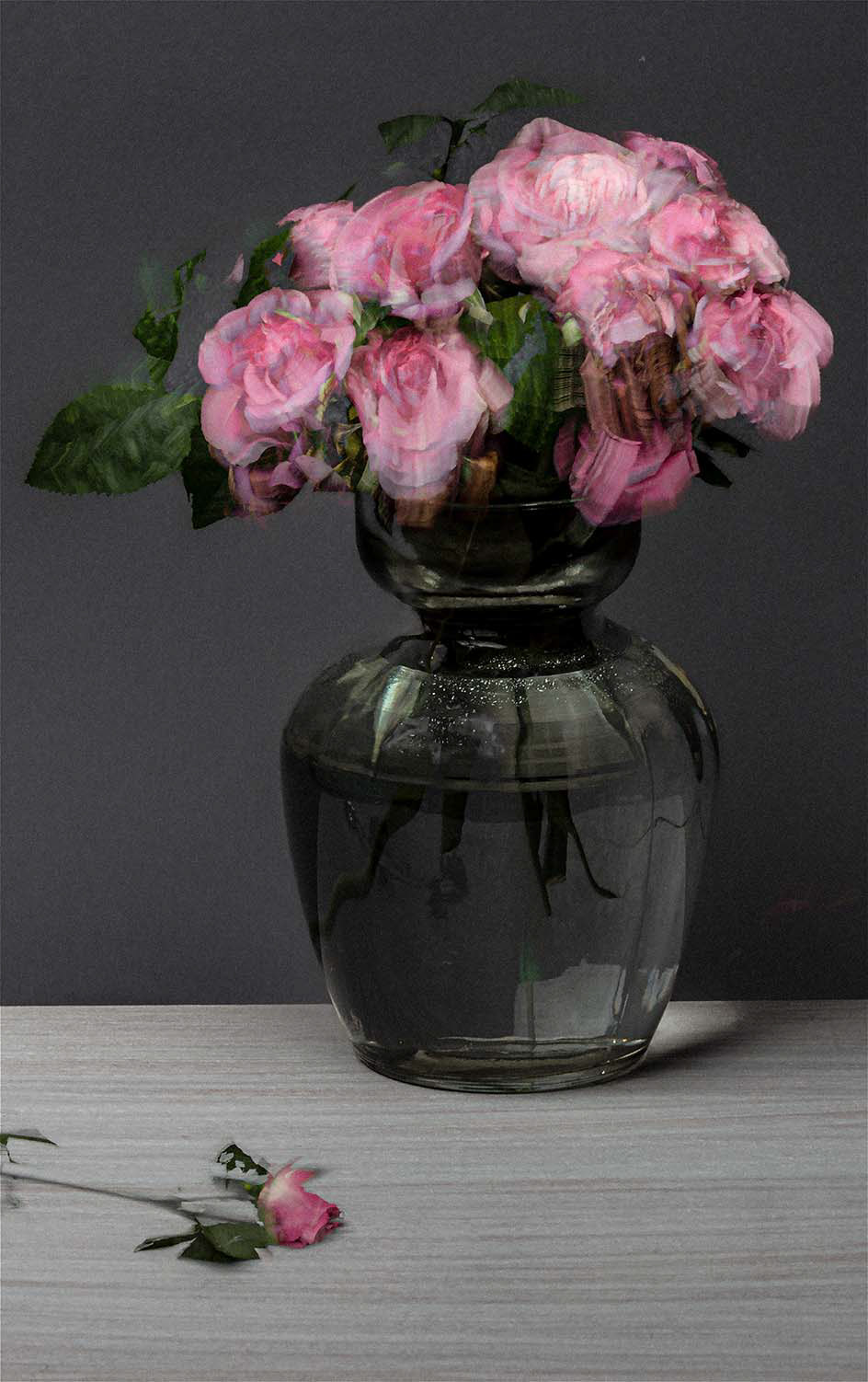 Vase de roses mousseuses / Hommage à Édouard Manet