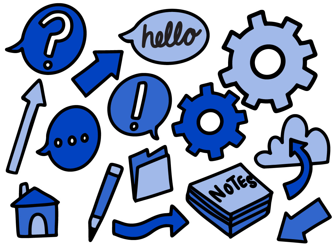 Office Illustrations created in procreate vectorized in illustrator