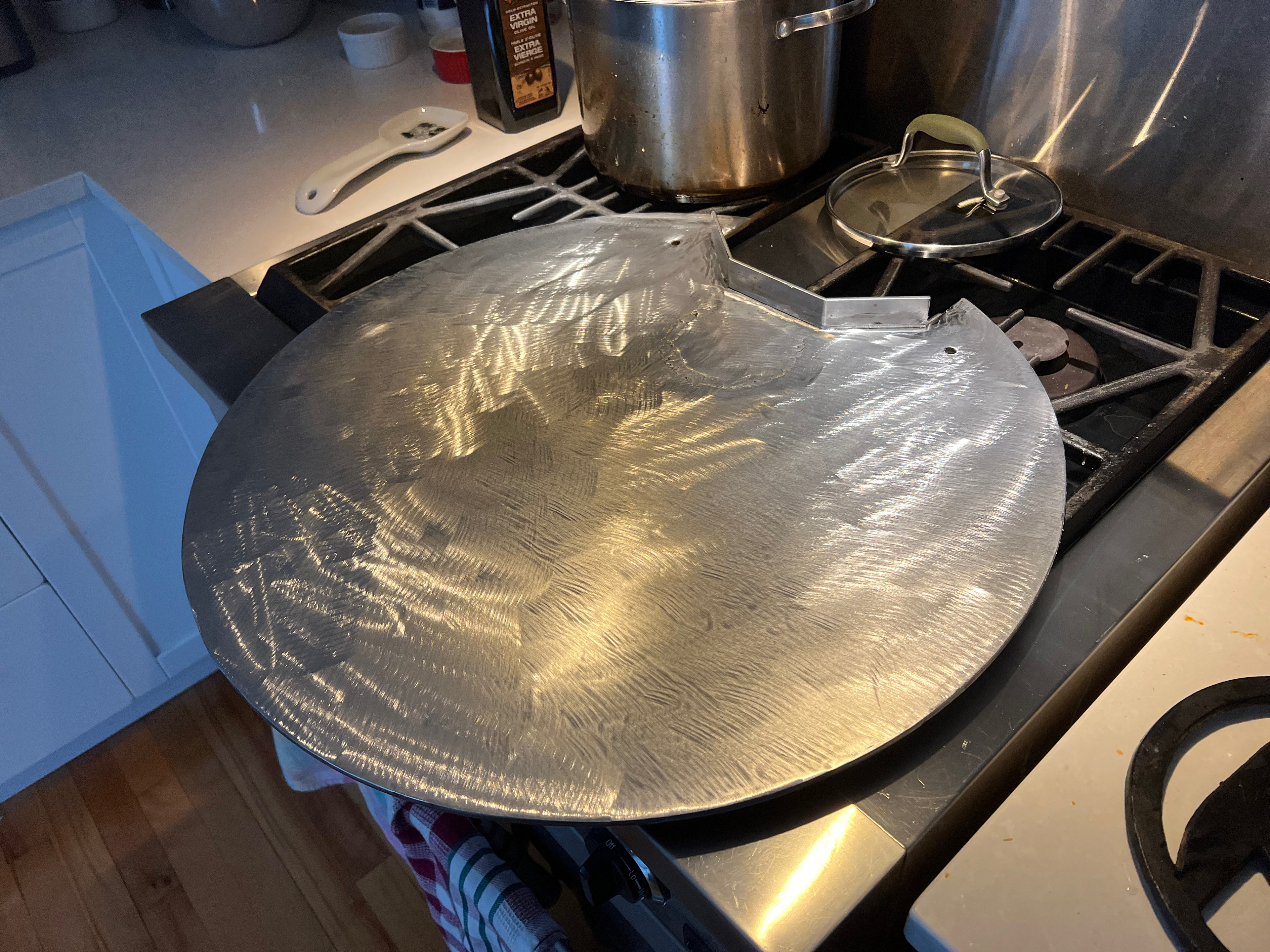 Finished cleaning up the 1/4" steel cooking plate before seasoning it...