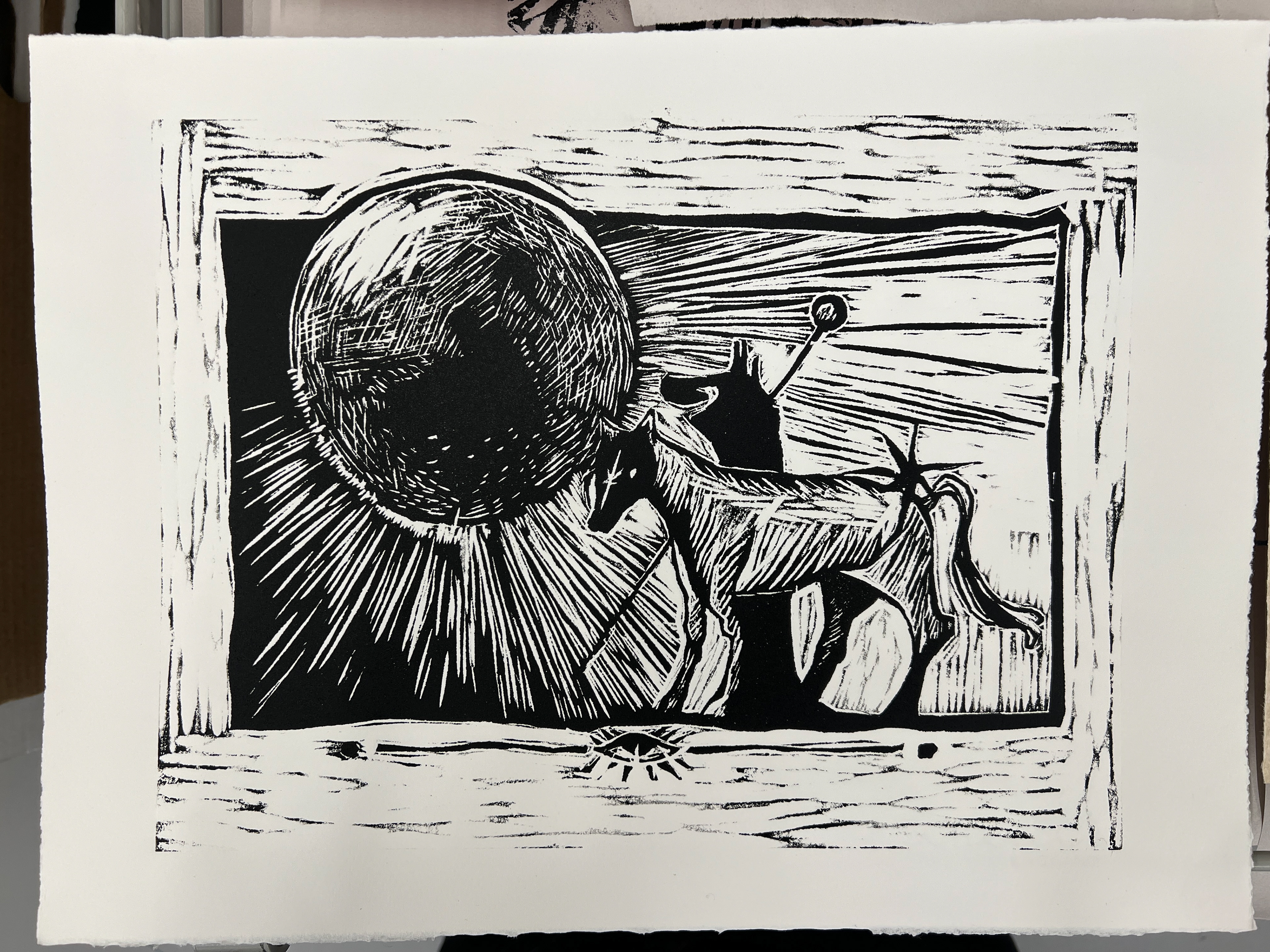 long journey苦行(woodcut print, 2024)