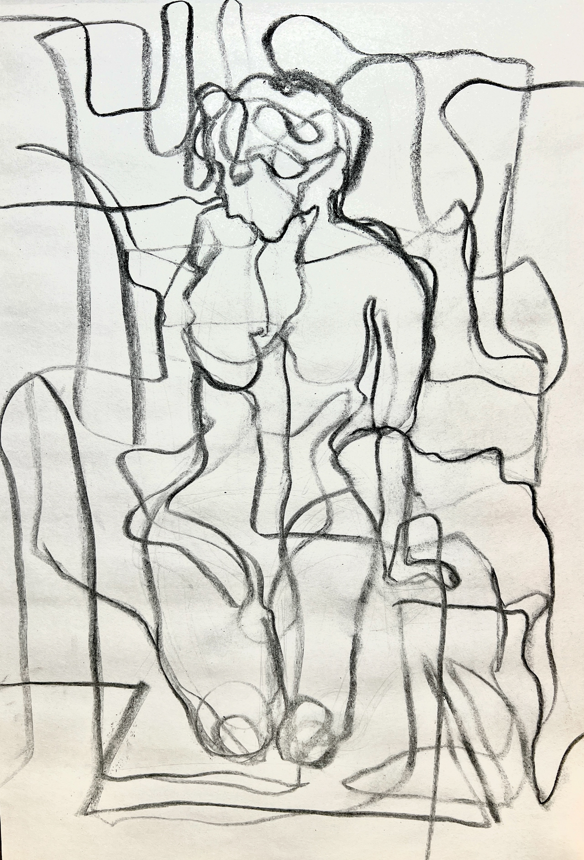 one-line drawing(charcoal, 2022)