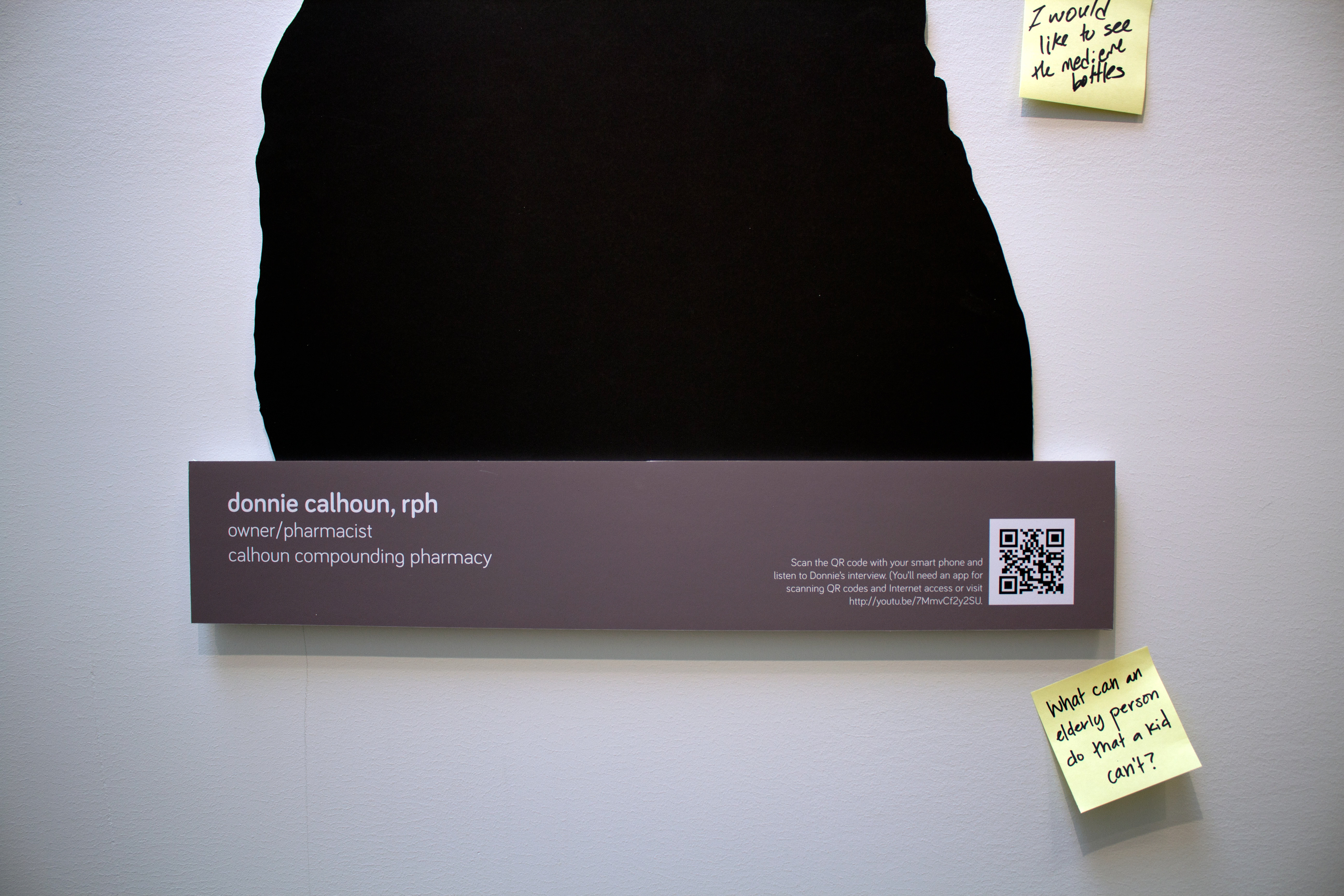 Visitors could access interview audio via QR code.