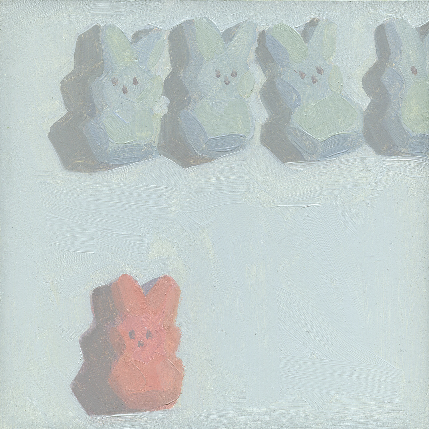 Peeps 18. 2019, oil on panel.