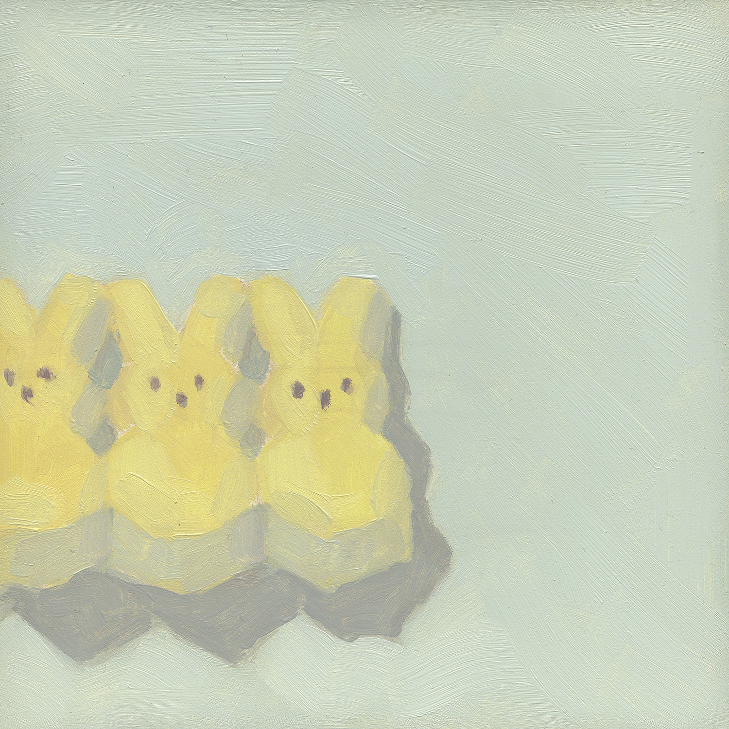 Peeps 23. 2019, oil on panel.