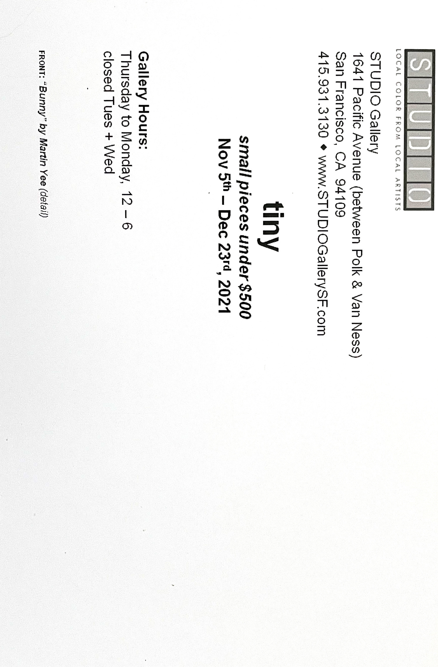 Tiny 2021 promotional postcard