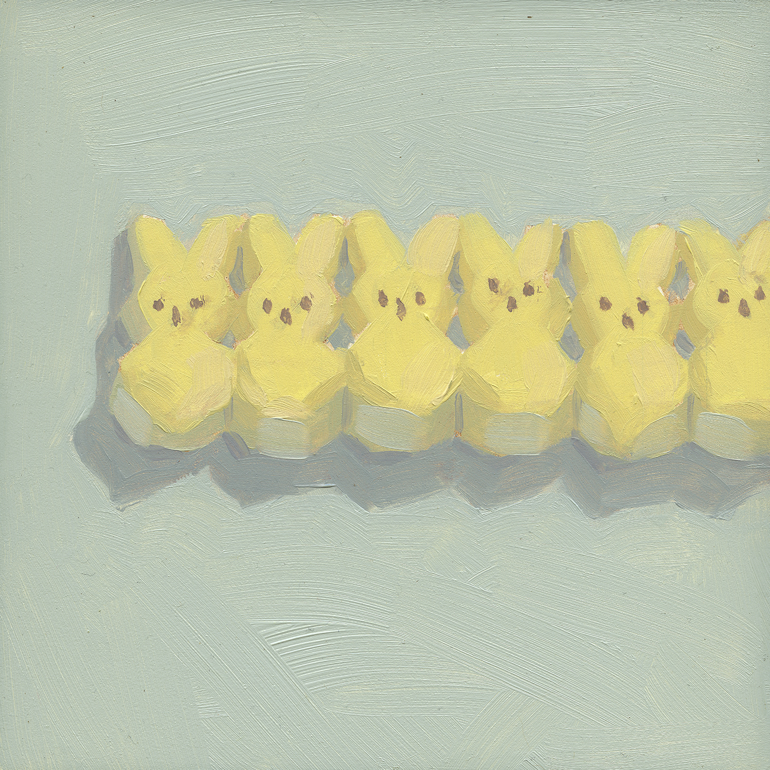 Peeps 6. 2017, oil on panel.