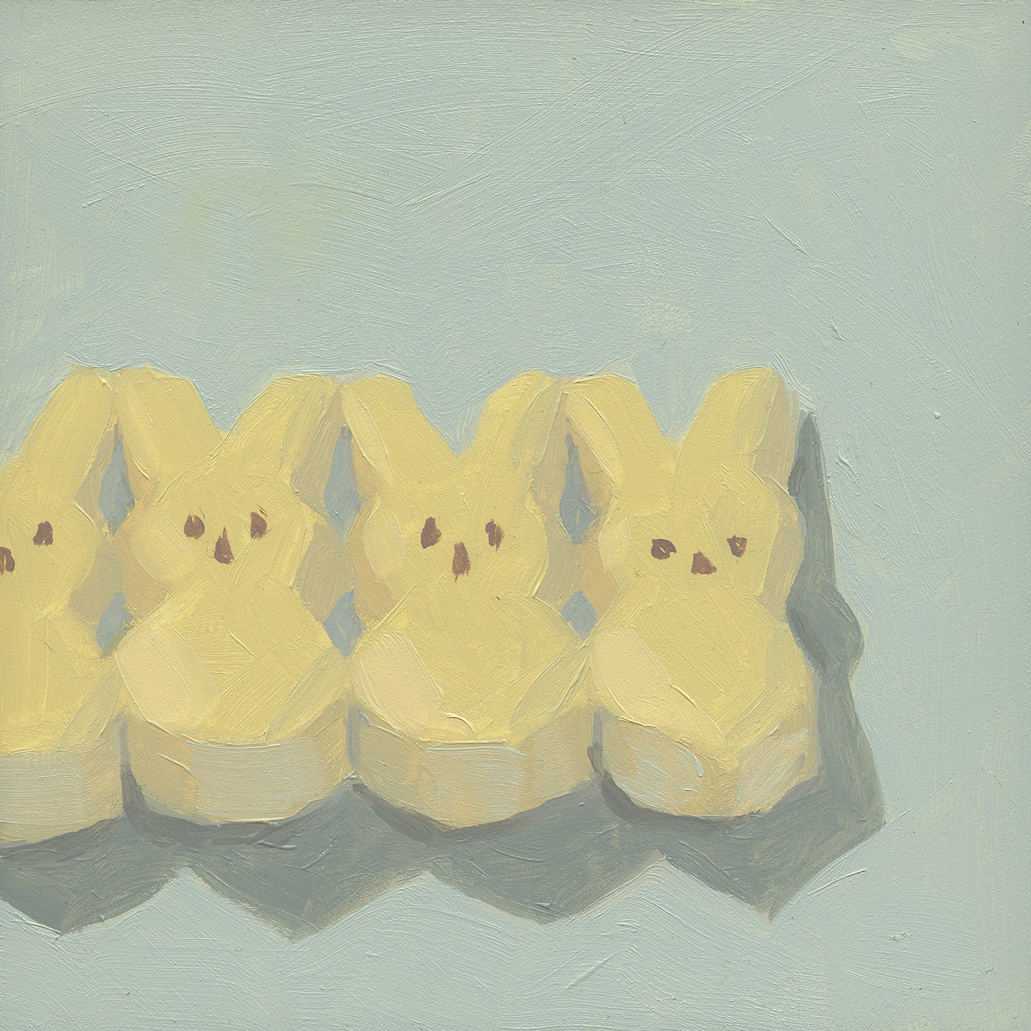Peeps 7. 2017, oil on panel.