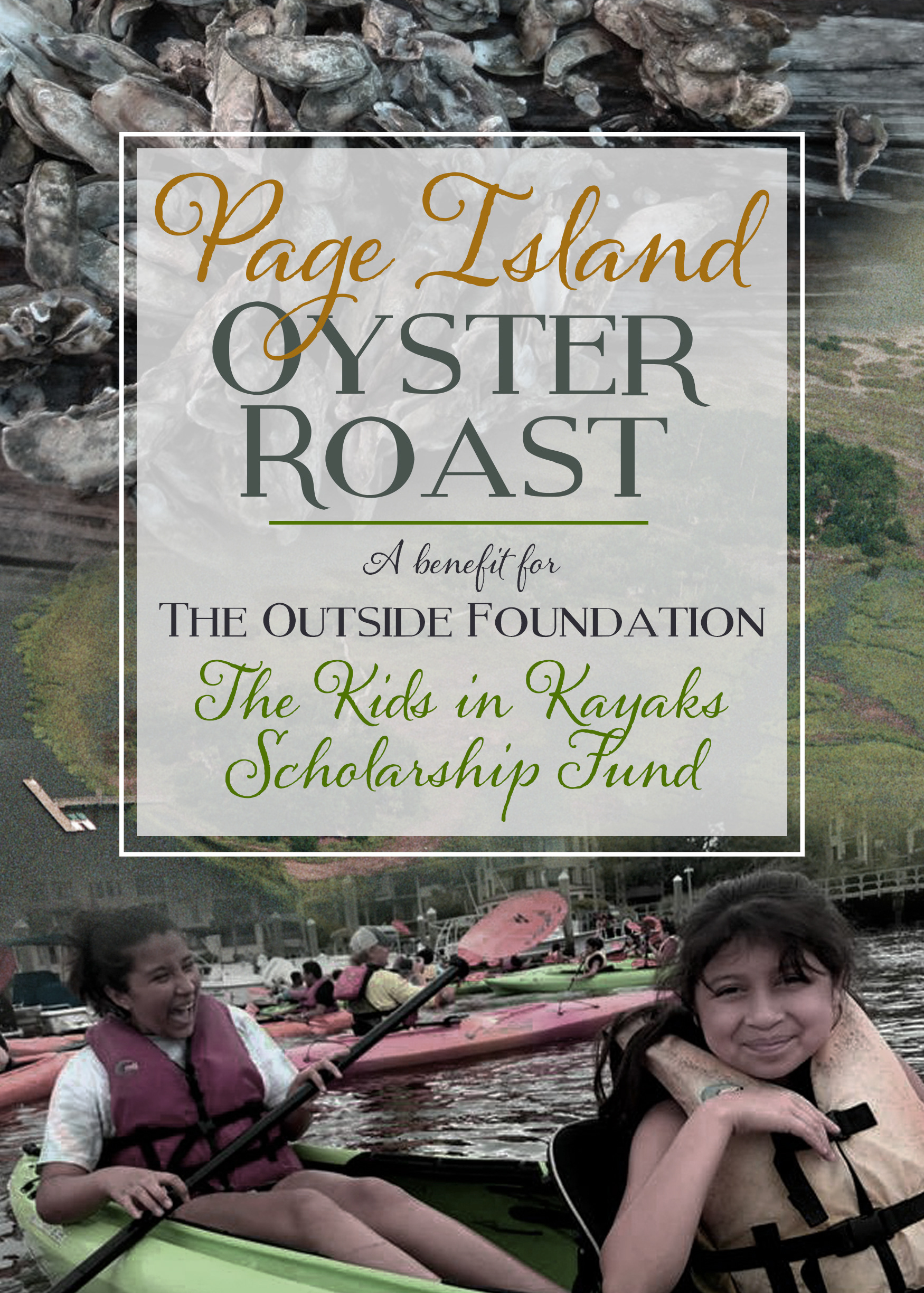 FRONT: Outside Foundation invite for annual fundraiser. Photo montage, design. Variations include social graphics, printed posters & flyers, email headers, website graphics.