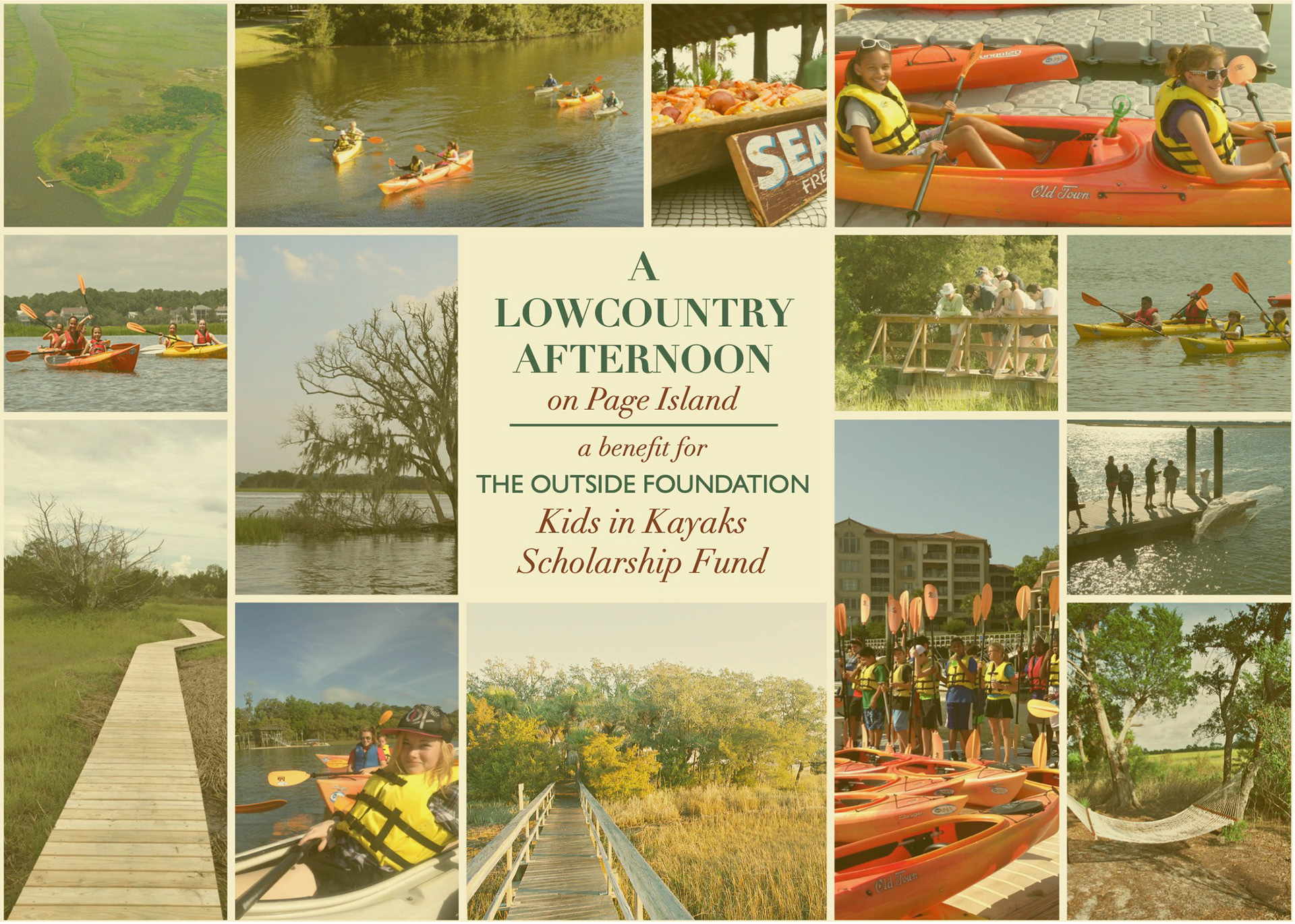 FRONT: Outside Foundation invite for annual fundraiser. Photo montage, design. Variations include social graphics, printed posters & flyers, email headers, website graphics.