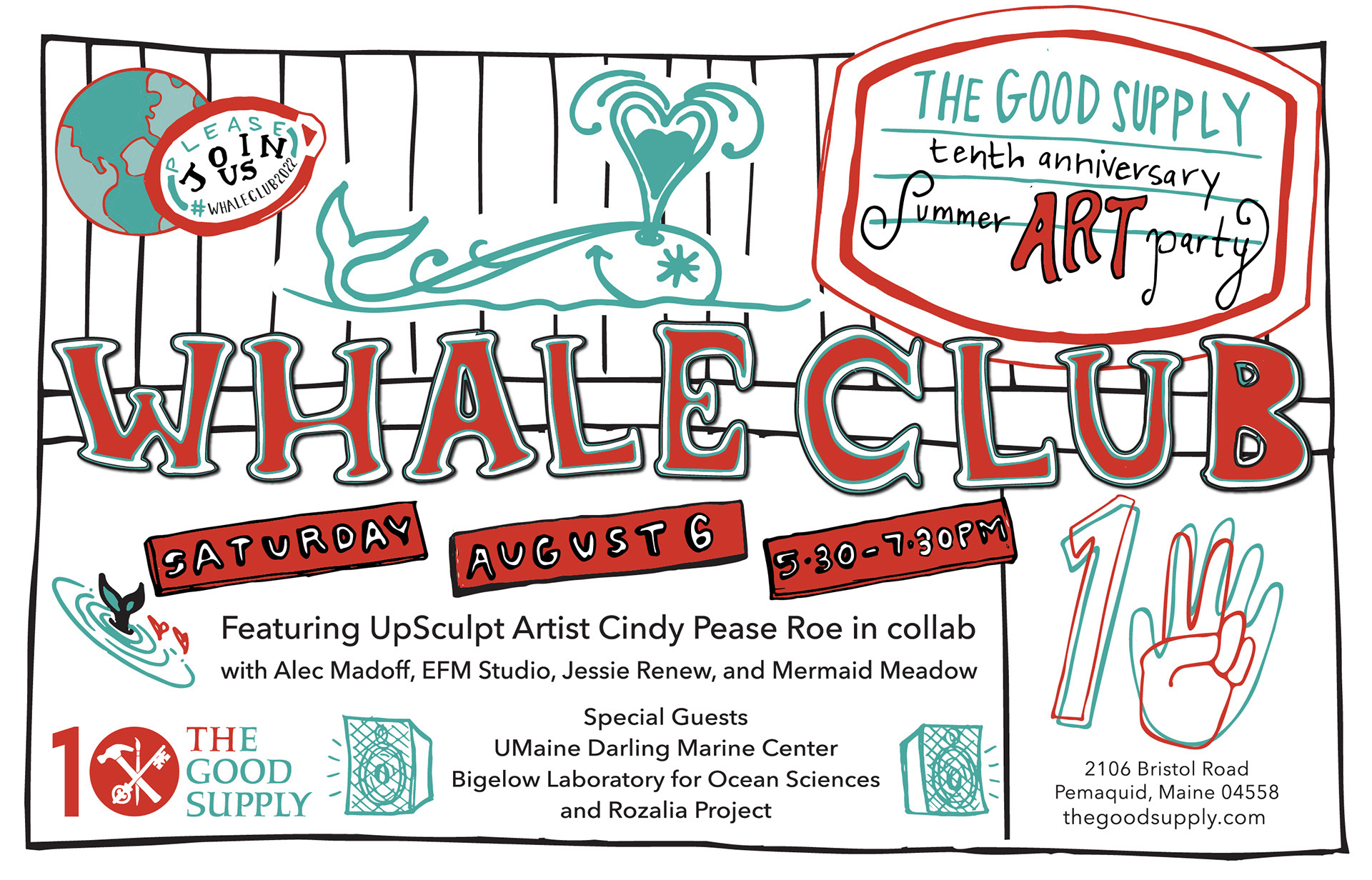 The Good Supply invite for art-show event. Hand illustration, digital design and color. Variations include printed invites, social, website and email graphics.