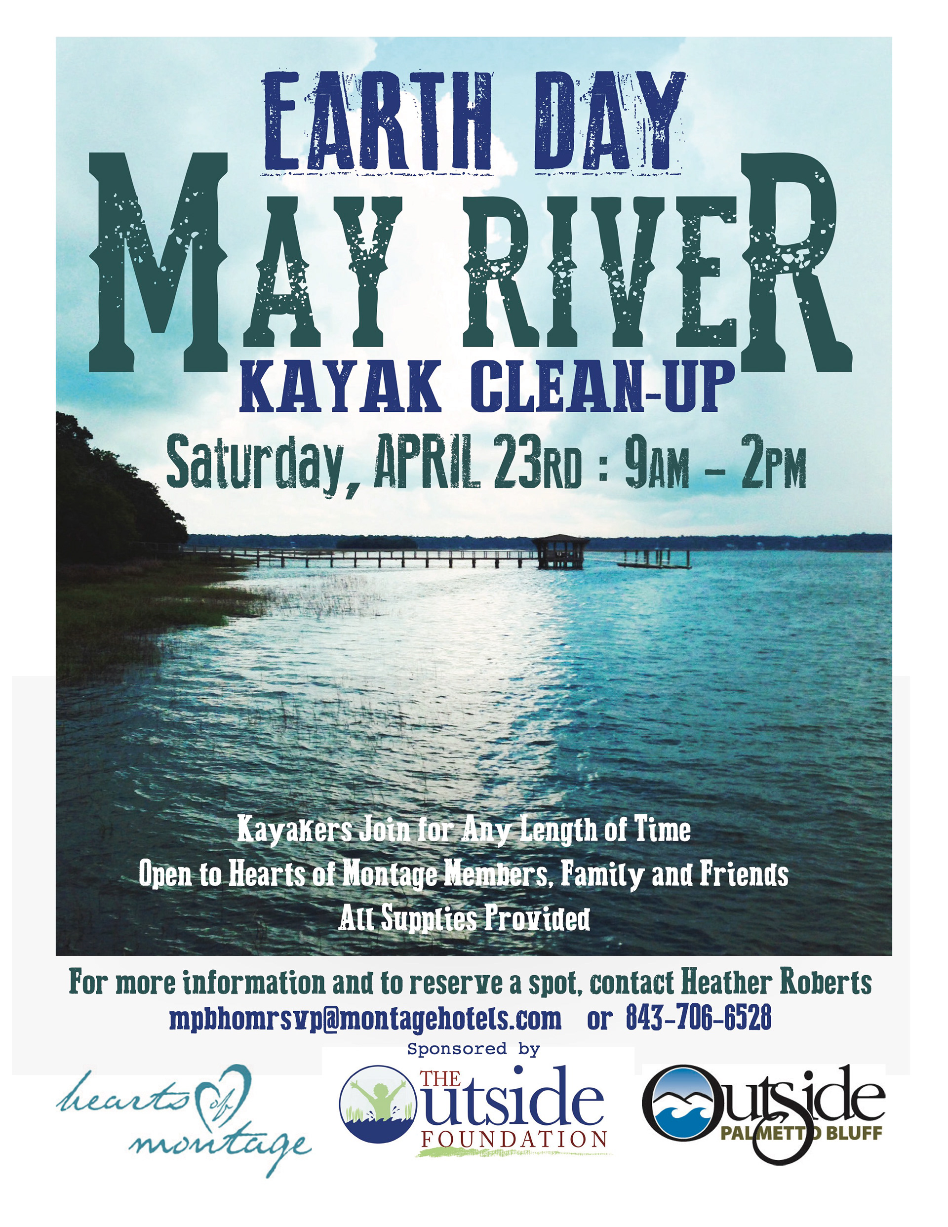 Outside Foundation flyer for kayak based clean-up for the staff of Palmetto Bluff.