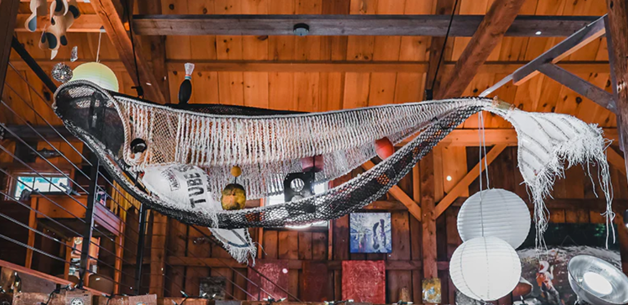 Completed whale sculpture by Cindy Pease Roe