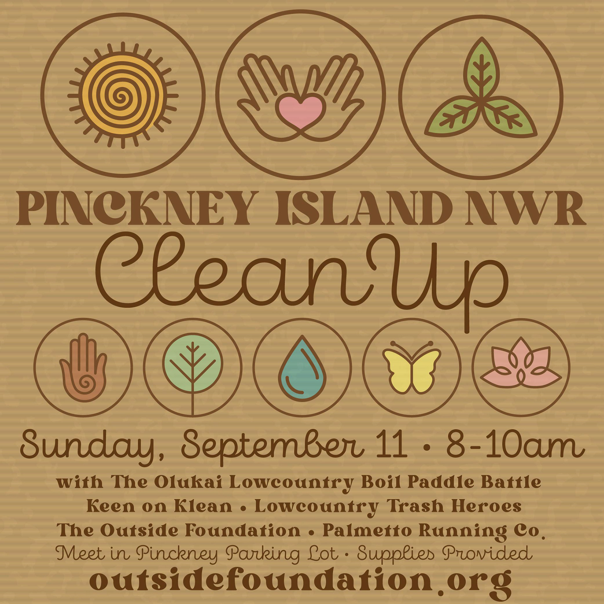 Outside Foundation for large clean-up of local wildlife refuge. Variations for social media, emails and website graphics.