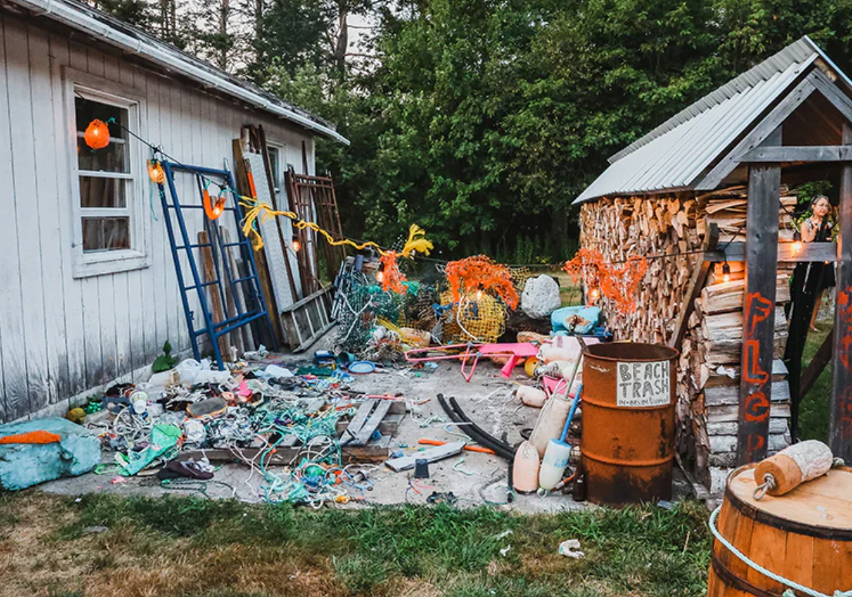 The trash/raw material collection area was on full display for the event