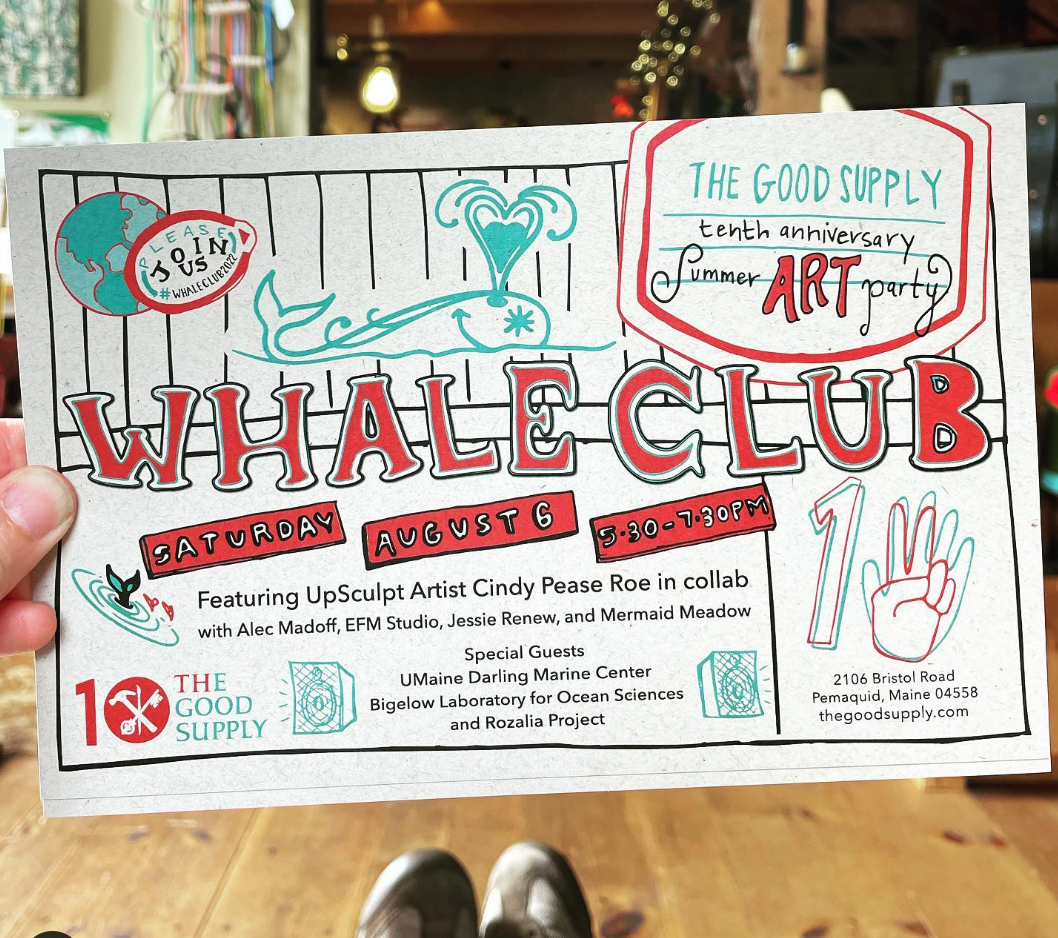 Whale Club invite, printed on the local newspapers antique press