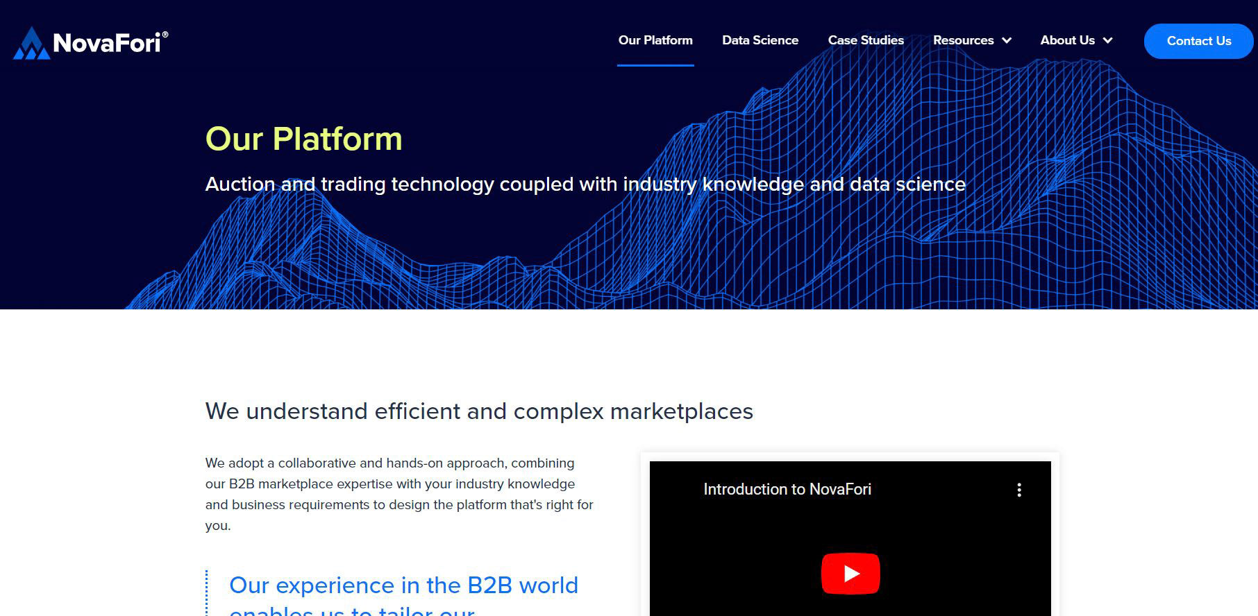 NovaFori custom tech 2020 Platform page