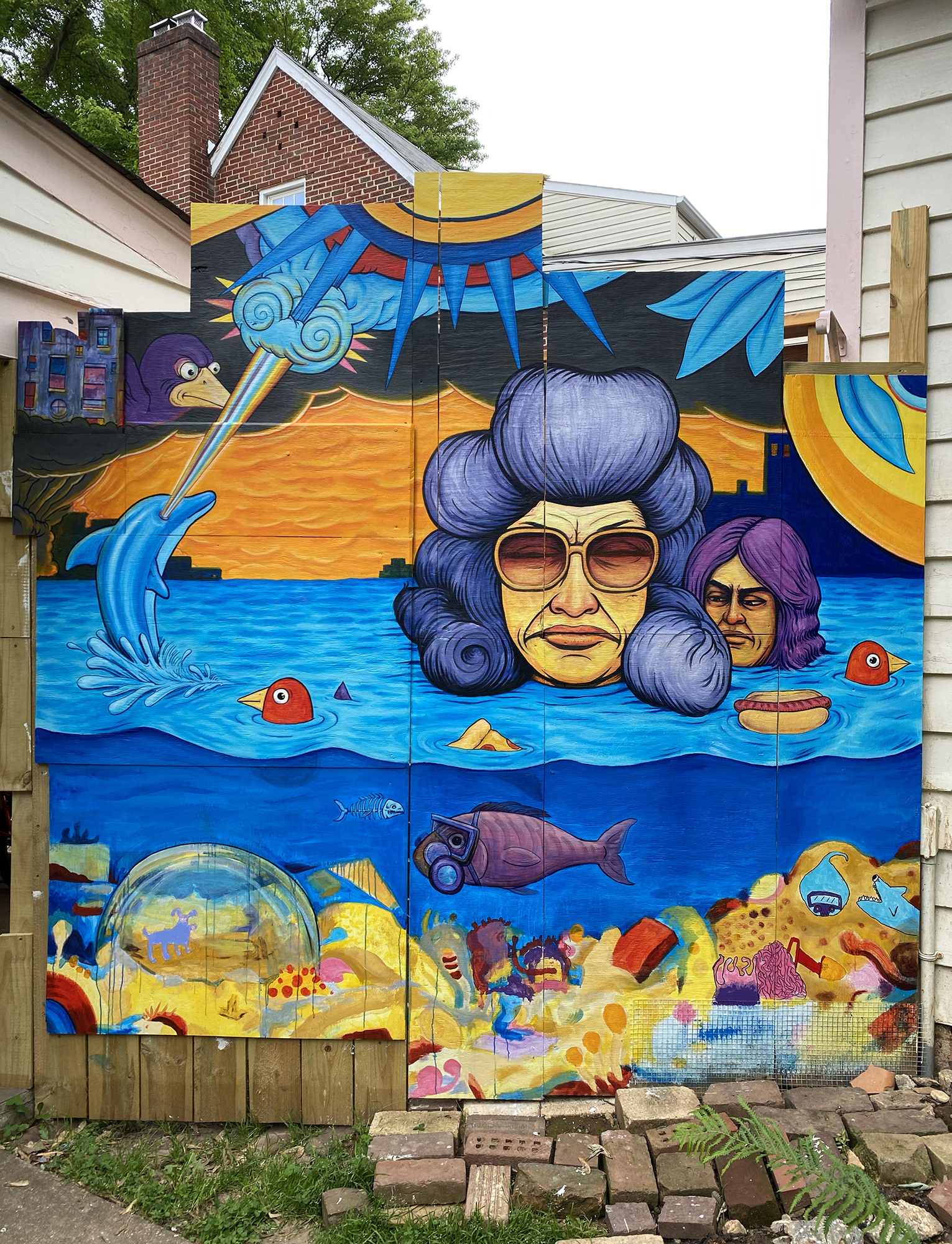 SeaWalls- Home Mural-Collaboration with youth artist WK & VK