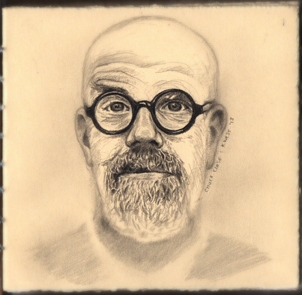 Karen West :: Chuck Close Portrait, Pencil on Paper