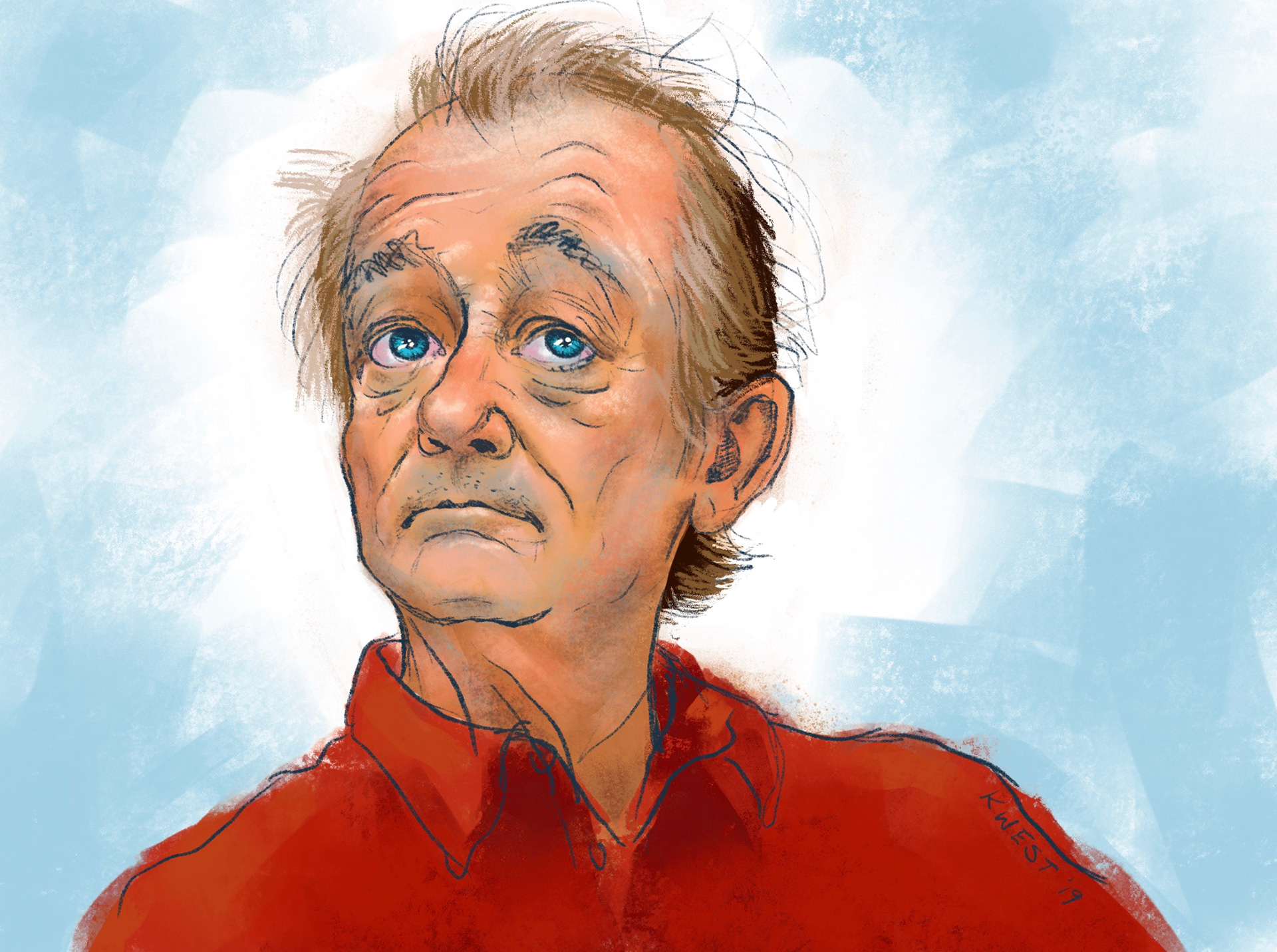 Karen West :: Bill Murray Portrait, Digital Painting