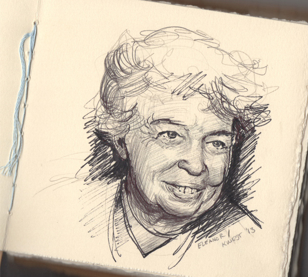 Karen West :: Eleanor Roosevelt, Ballpoint Pen on Paper