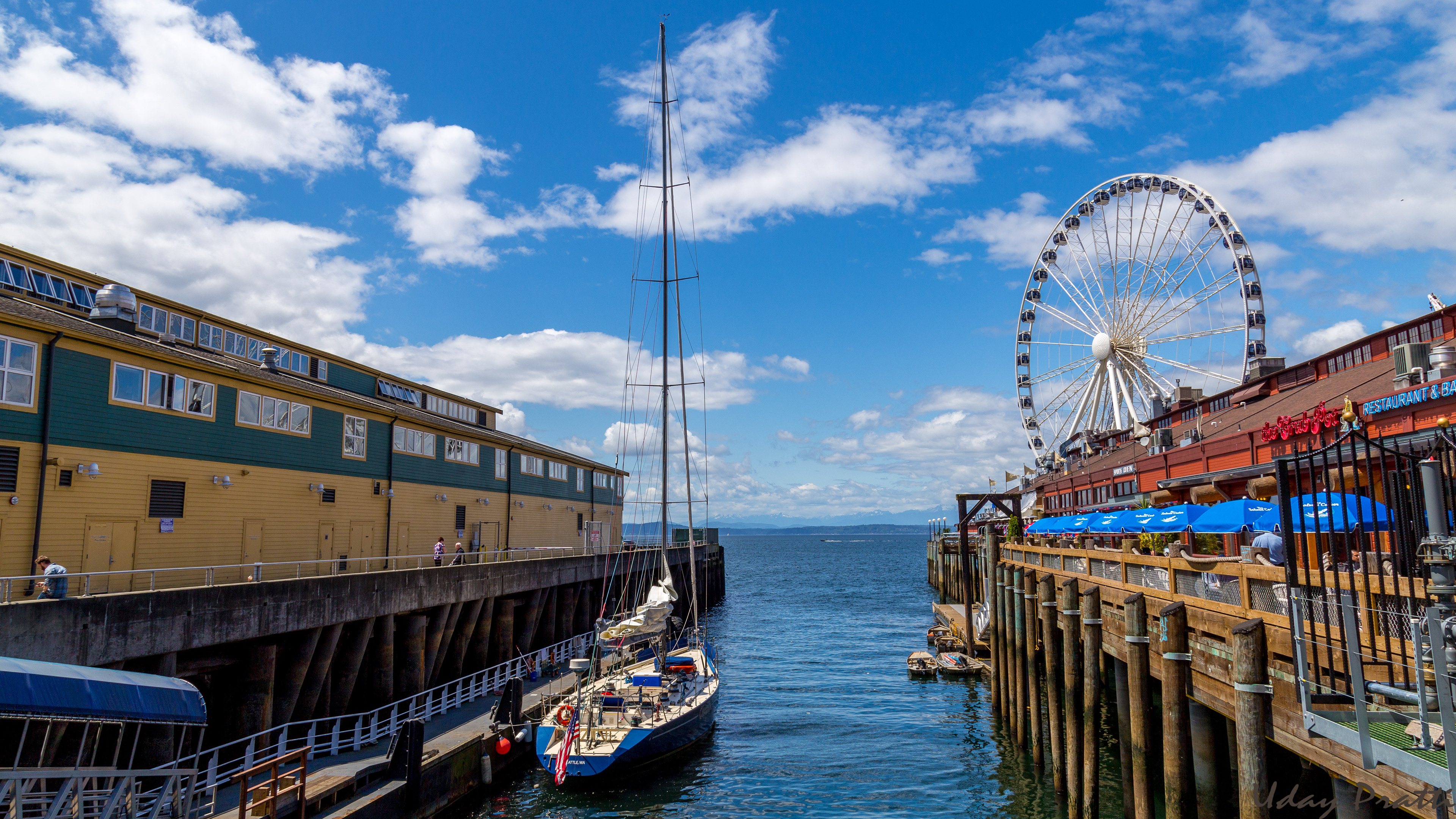between the piers
