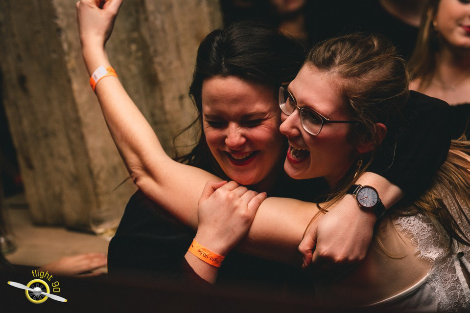 Clubbers having fun for picture