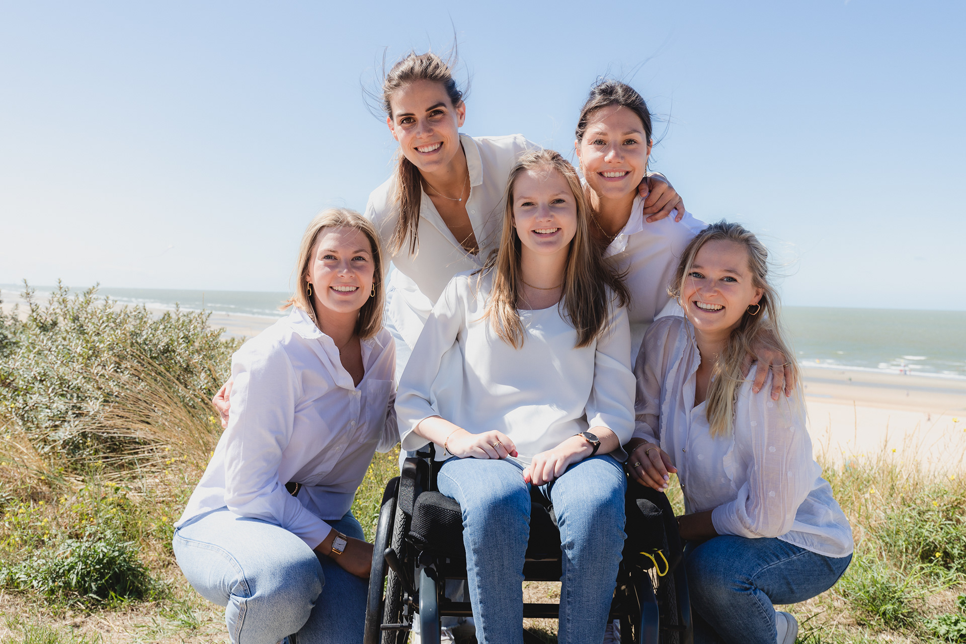 Fotoshoot met vriendinnen op het strand