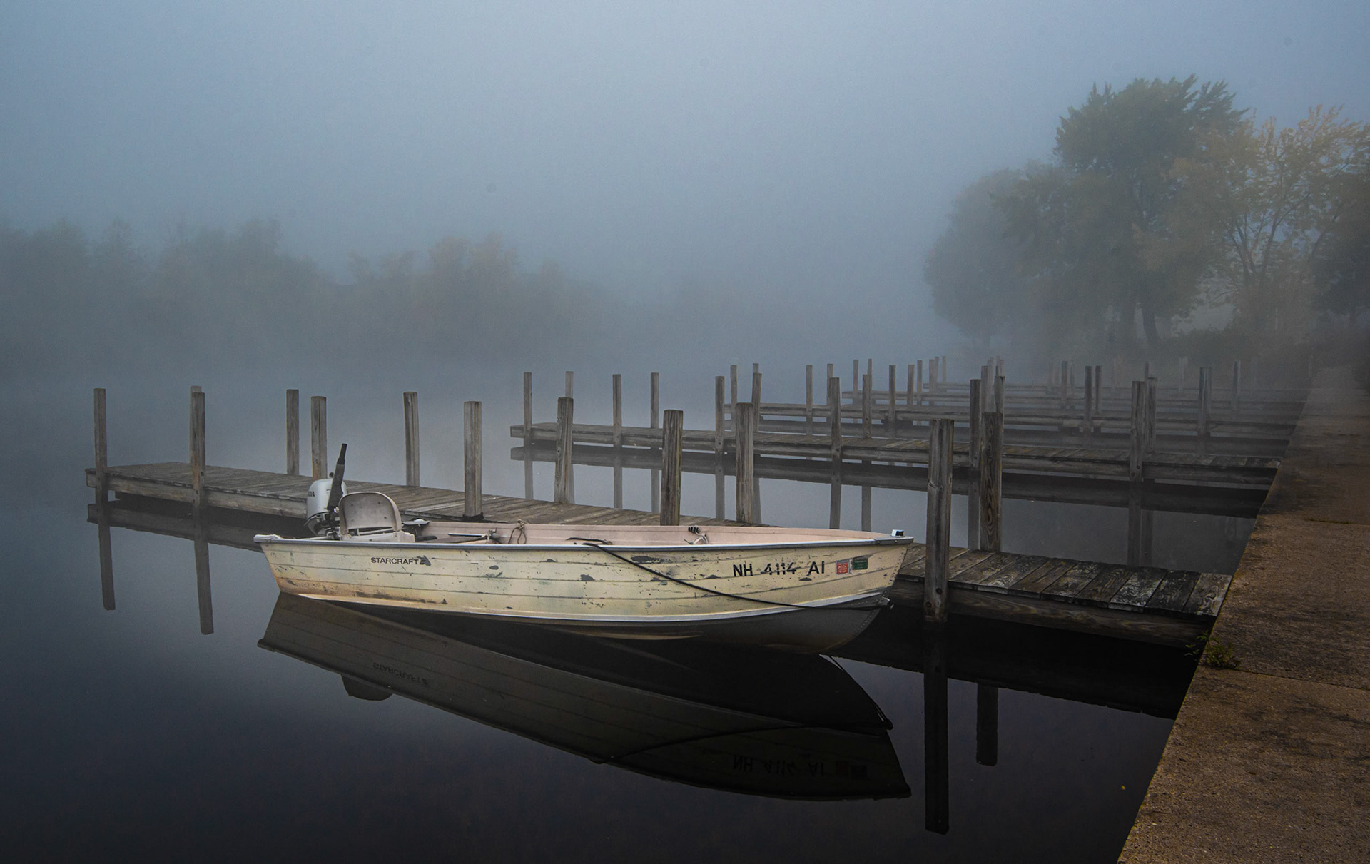 A foggy autumn at Wolfeboro's Back Bay Docks