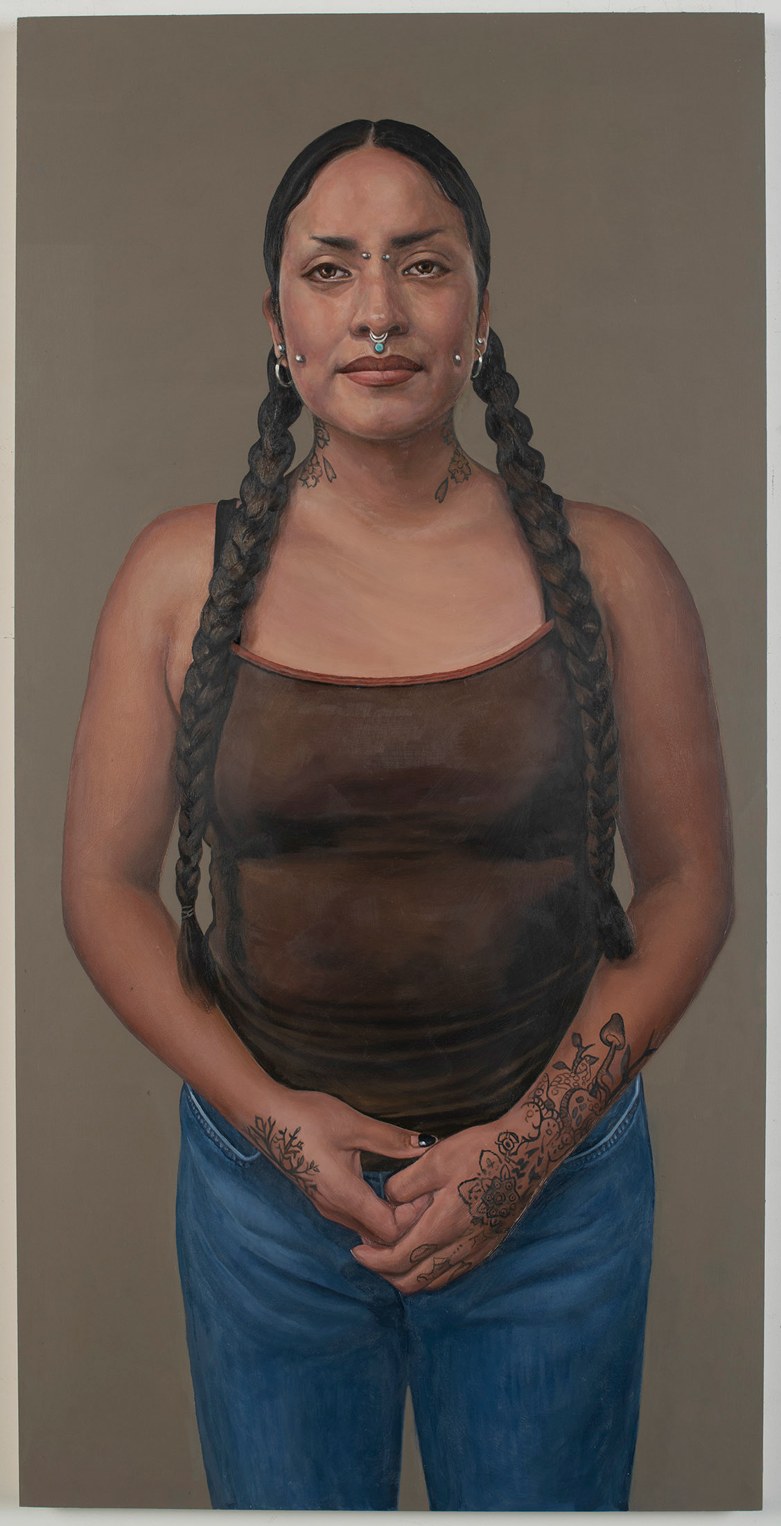 Three Graces-Emilia, Oil and Acrylic on Dibond. 42” x 21”