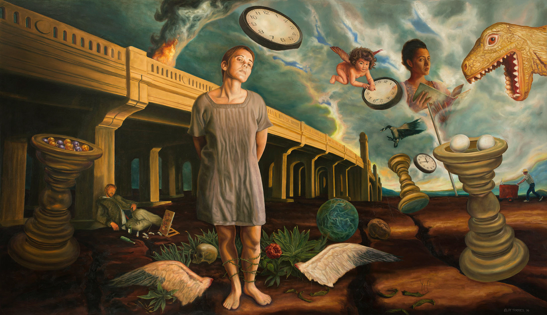 Bridge, Oil on Canvas, 66.5" x 115"