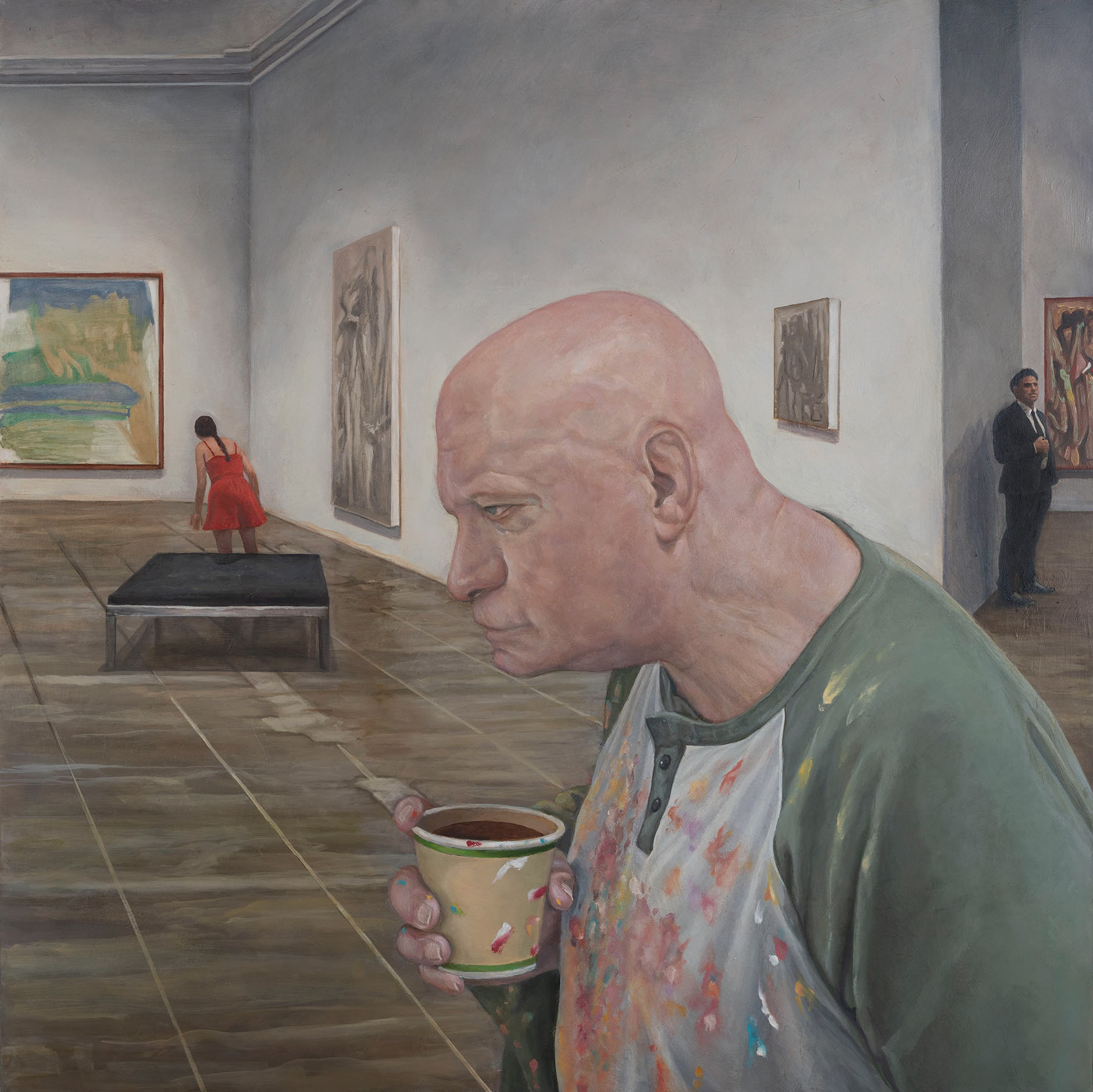 The Painter and the Gallery, Oil on Panel, 23.75 x 23.75"