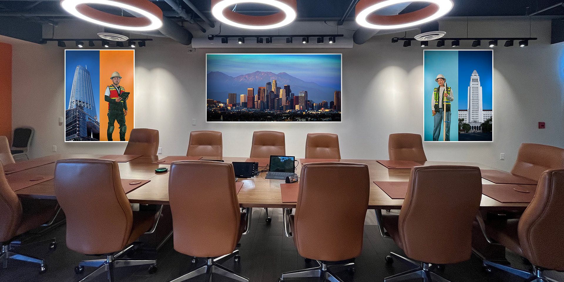 Laborers Built the City, Local 300 Headquarters Lounge, Painting and Photography, Collaboration with Juliane Backmann