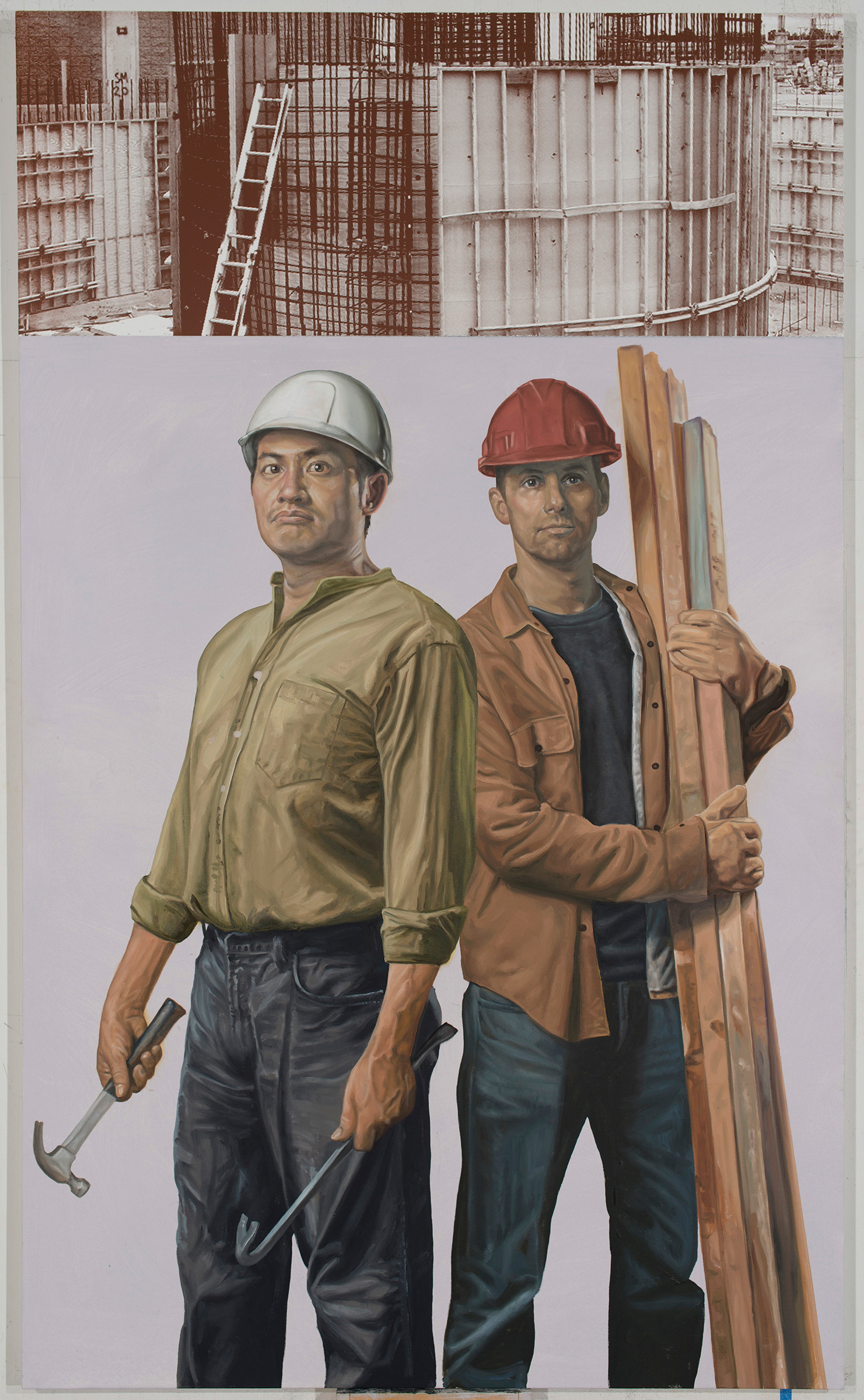 Hommage to the Laborer, Oil and Acrylic painting  and silkscreen print