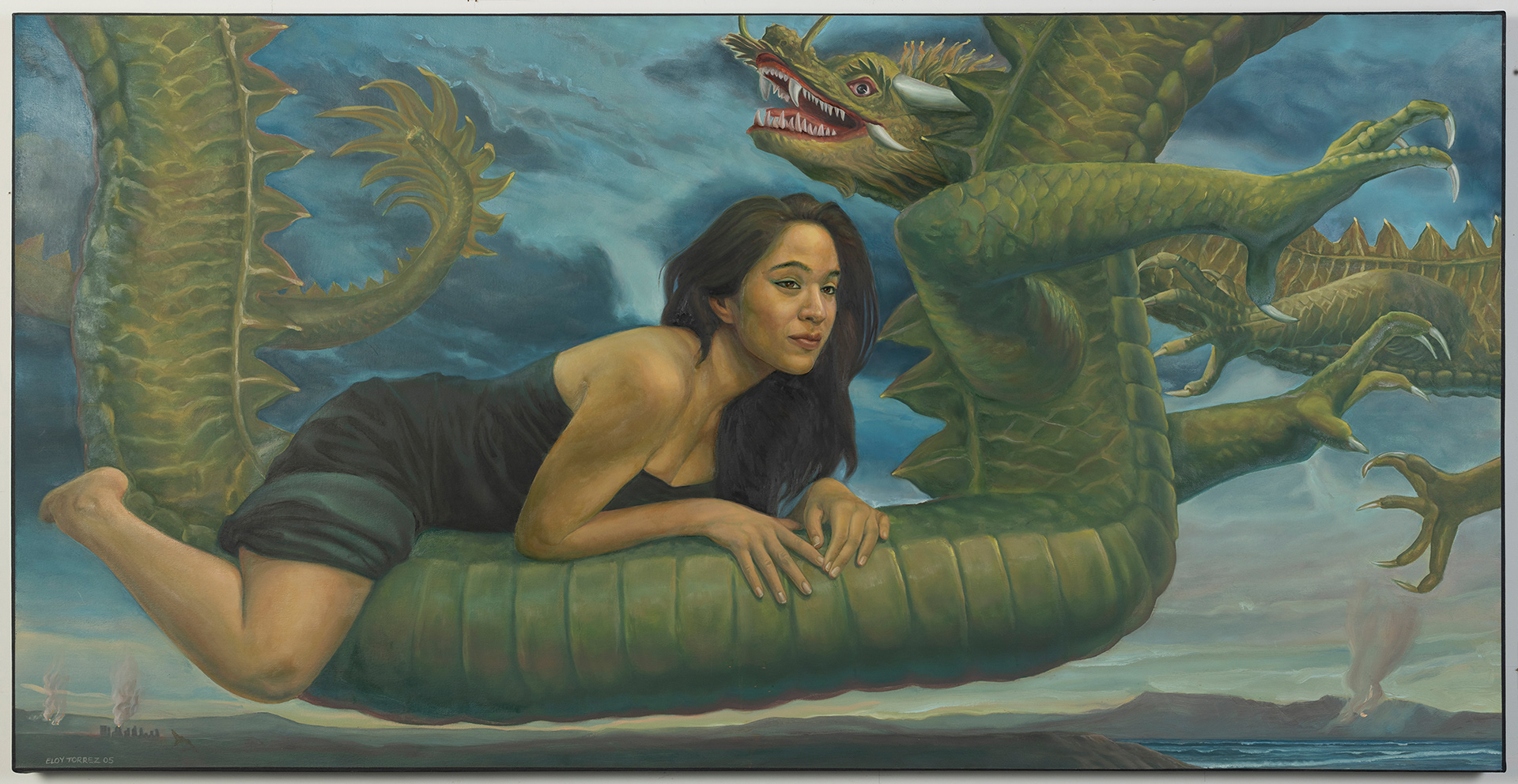 Joy and the Dragon, Oil on Canvas, 39" x 77"