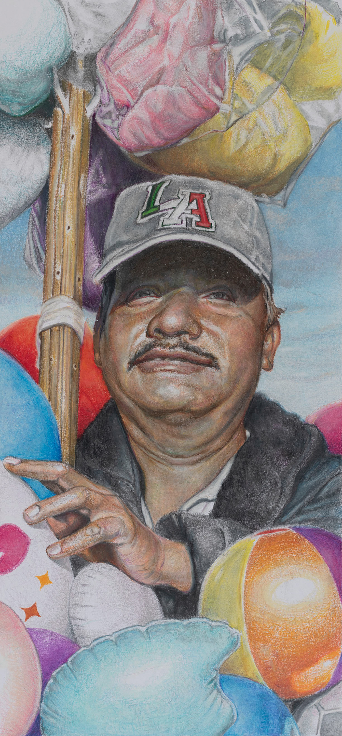 El Vendedor de Todo, Color Pencil on Paper, 17.5" x 8" 