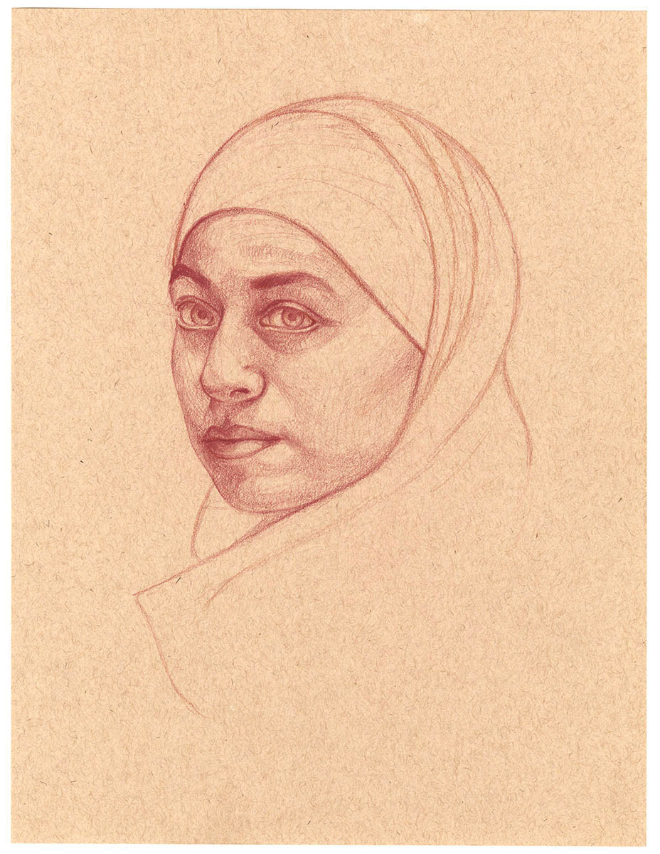 Sguardo Furtivo, Prisma Color Pencil on Paper, 11" x 14"