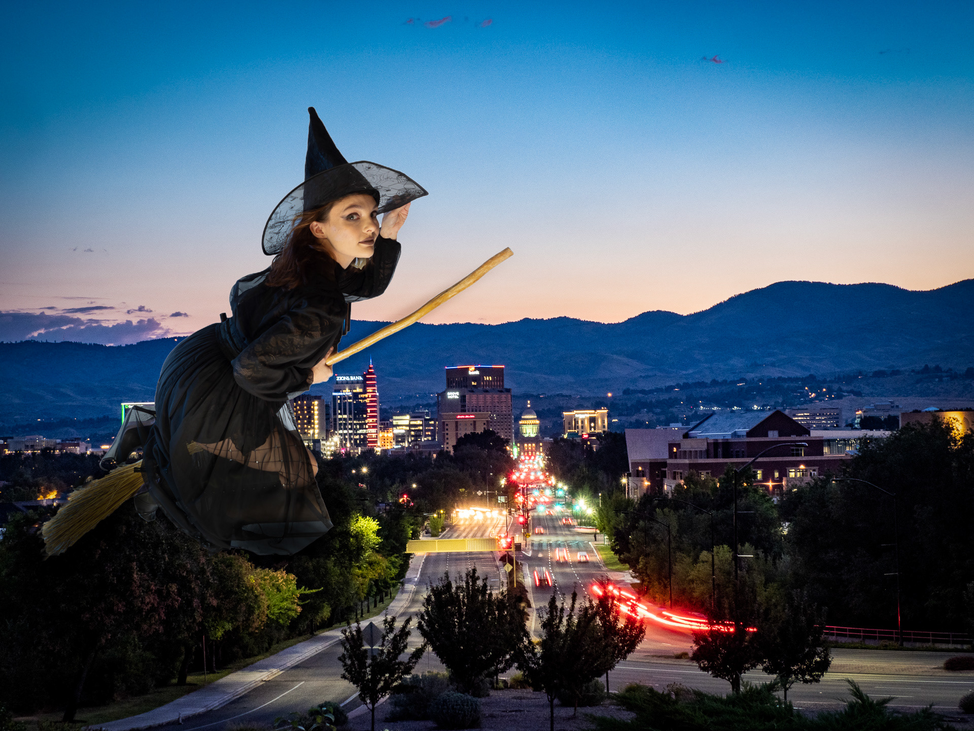 Ashly Over Boise at Night