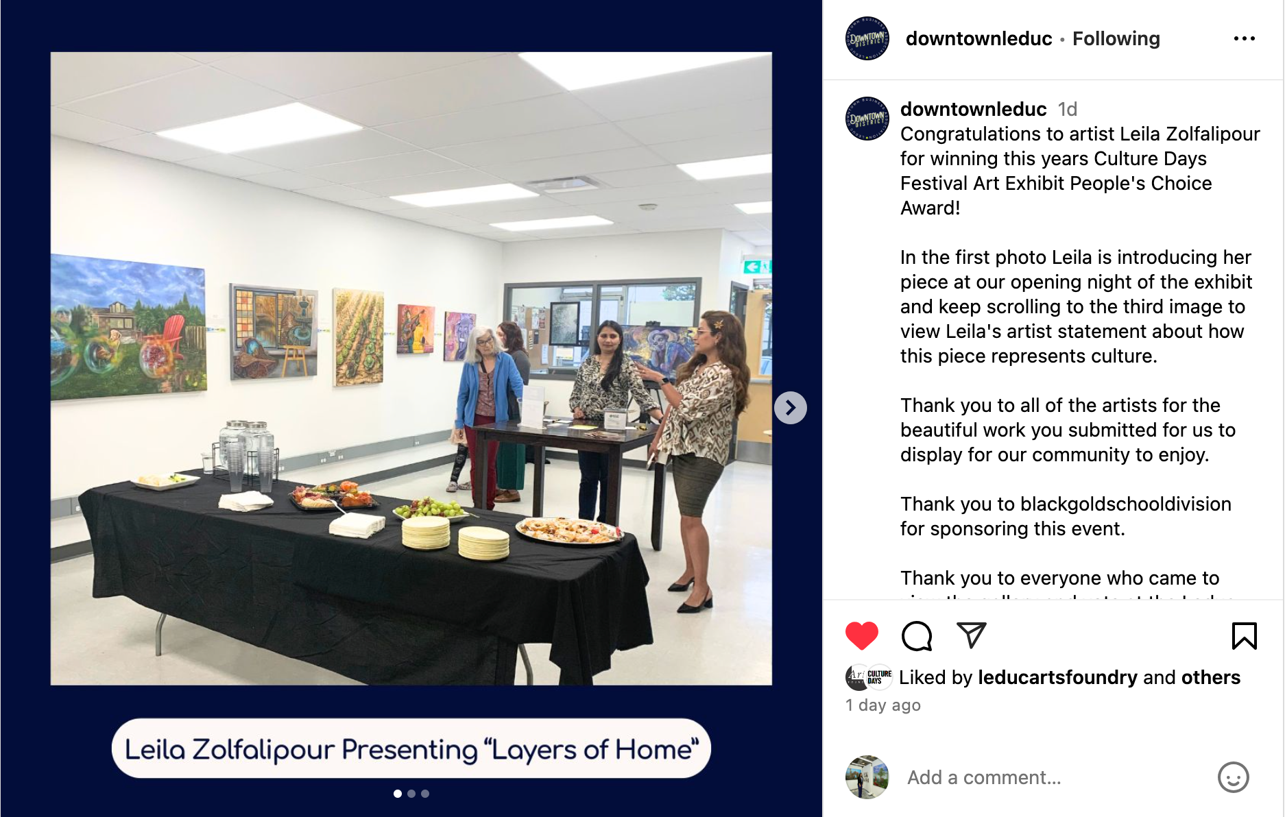 Recipient of the 2024 Culture Days Festival Art Exhibit People's Choice Award.