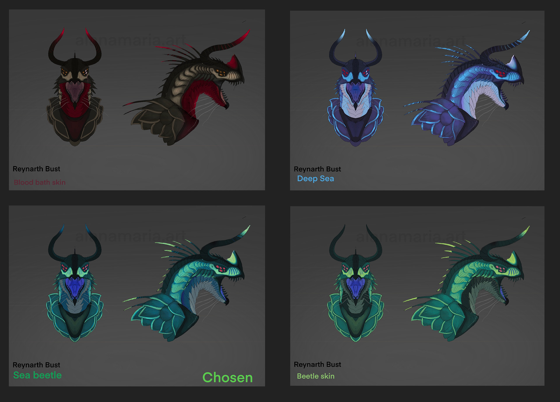 3D Character Design Reynarth Bust Color Studies - Procreate