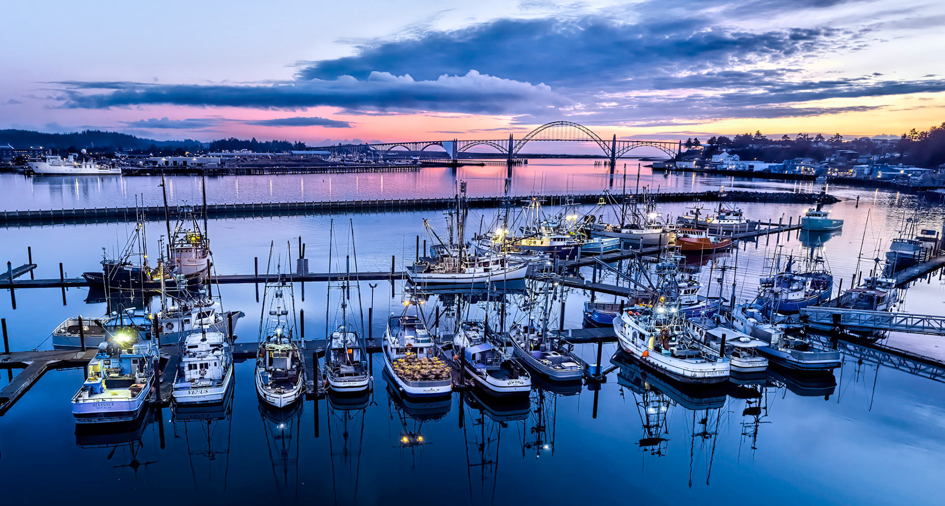 Newport Oregon's Crab Fishing Fleet at Sunset