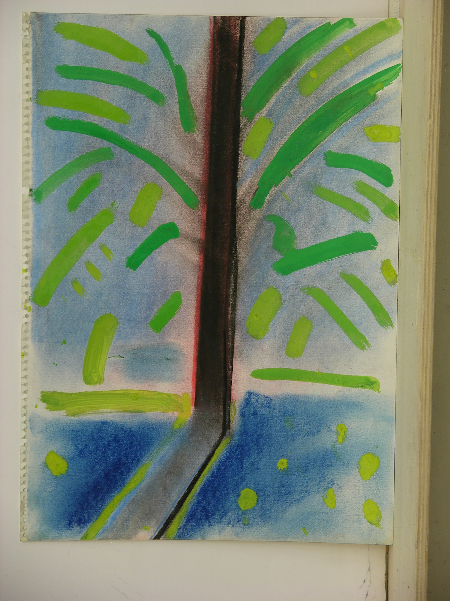 Cera y acuarela/papel.-34,5x24cm