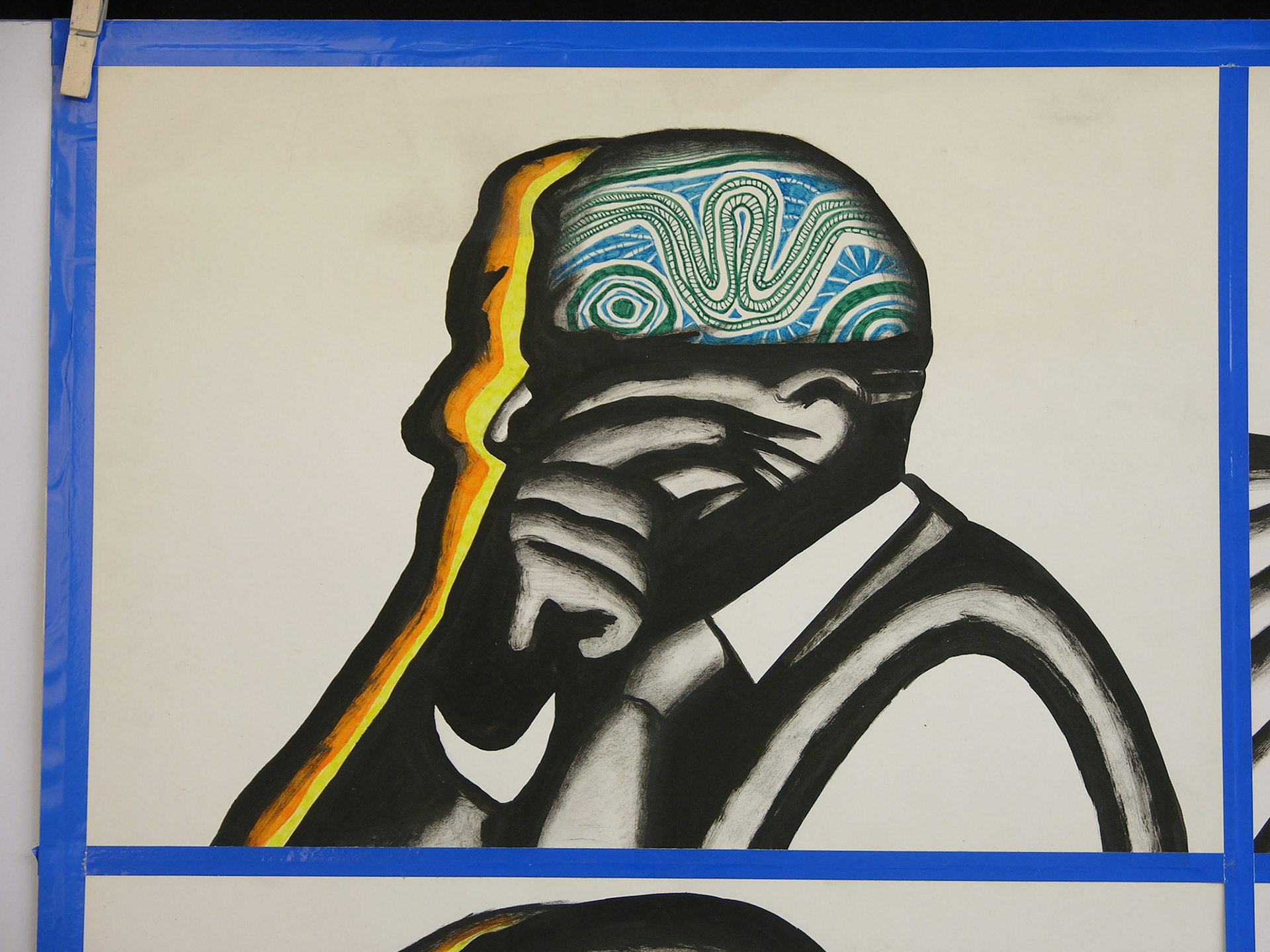 Técnica mixta.- 70x  95,5cm