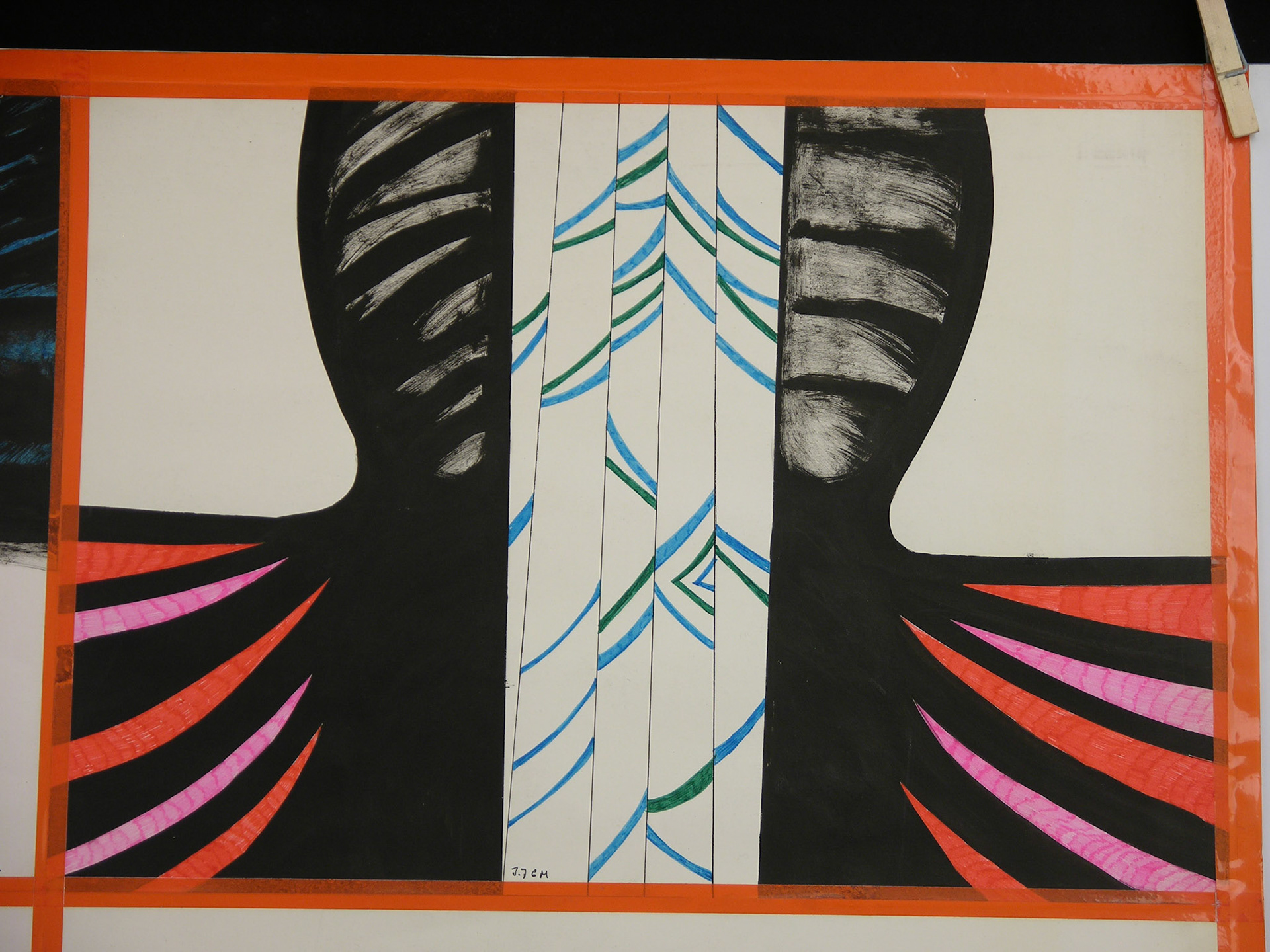 Técnica mixta.- 70x  95,5cm