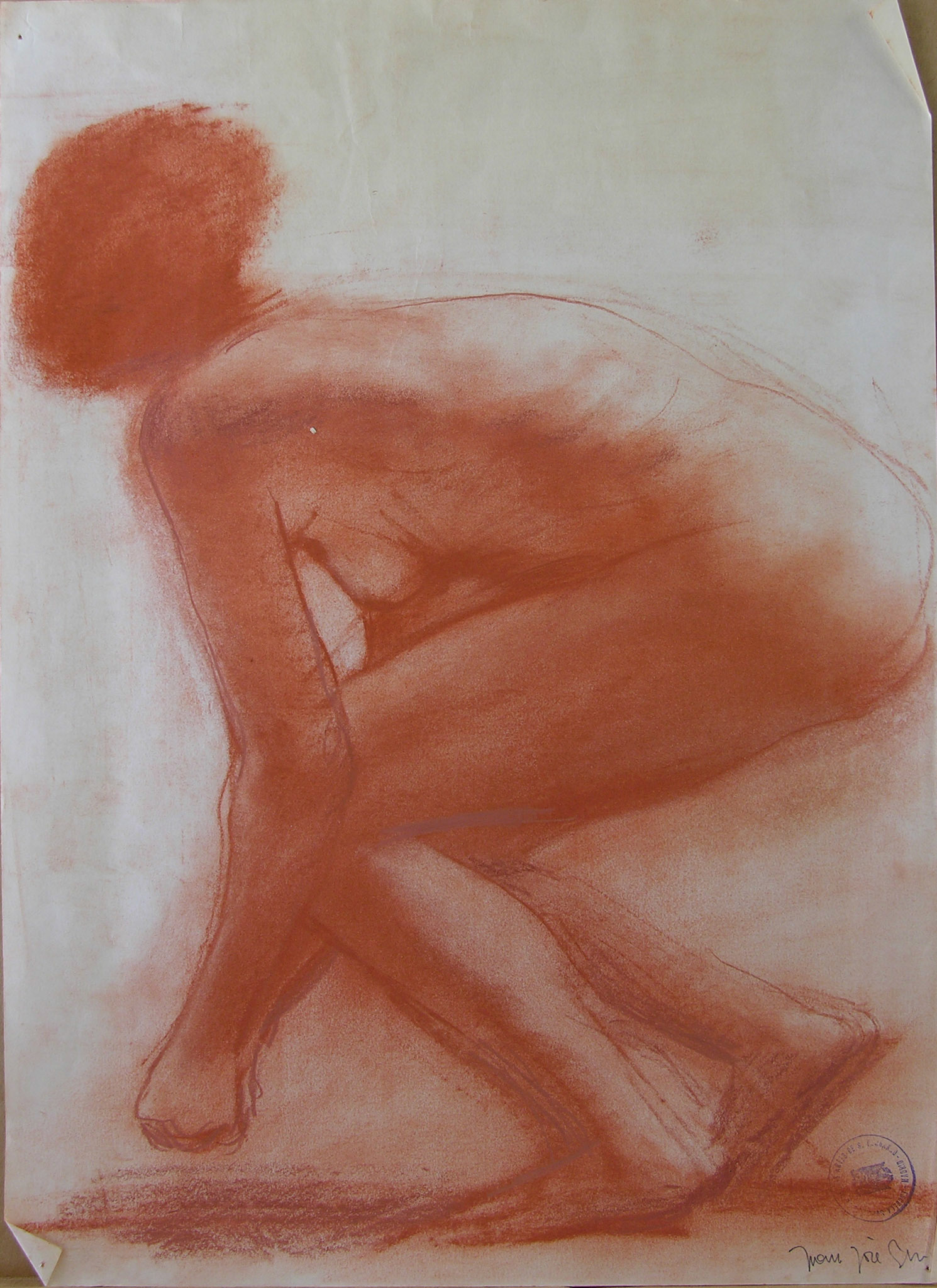 Desnudo, Sanguina/Papel44cm x 32cm .-Selladas por Escuela Superior de San Fernando, Madrid