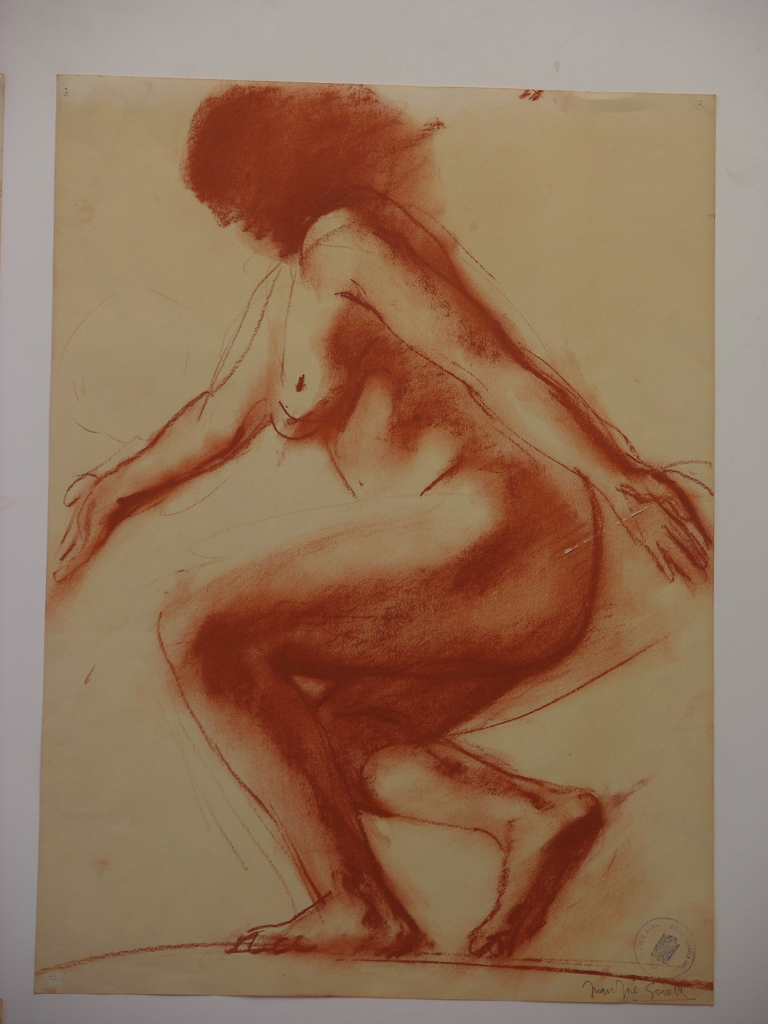 sanguina/papel._ 44x32cm firmada y  sellada por la escuela superior de bellas artes de san fernando.